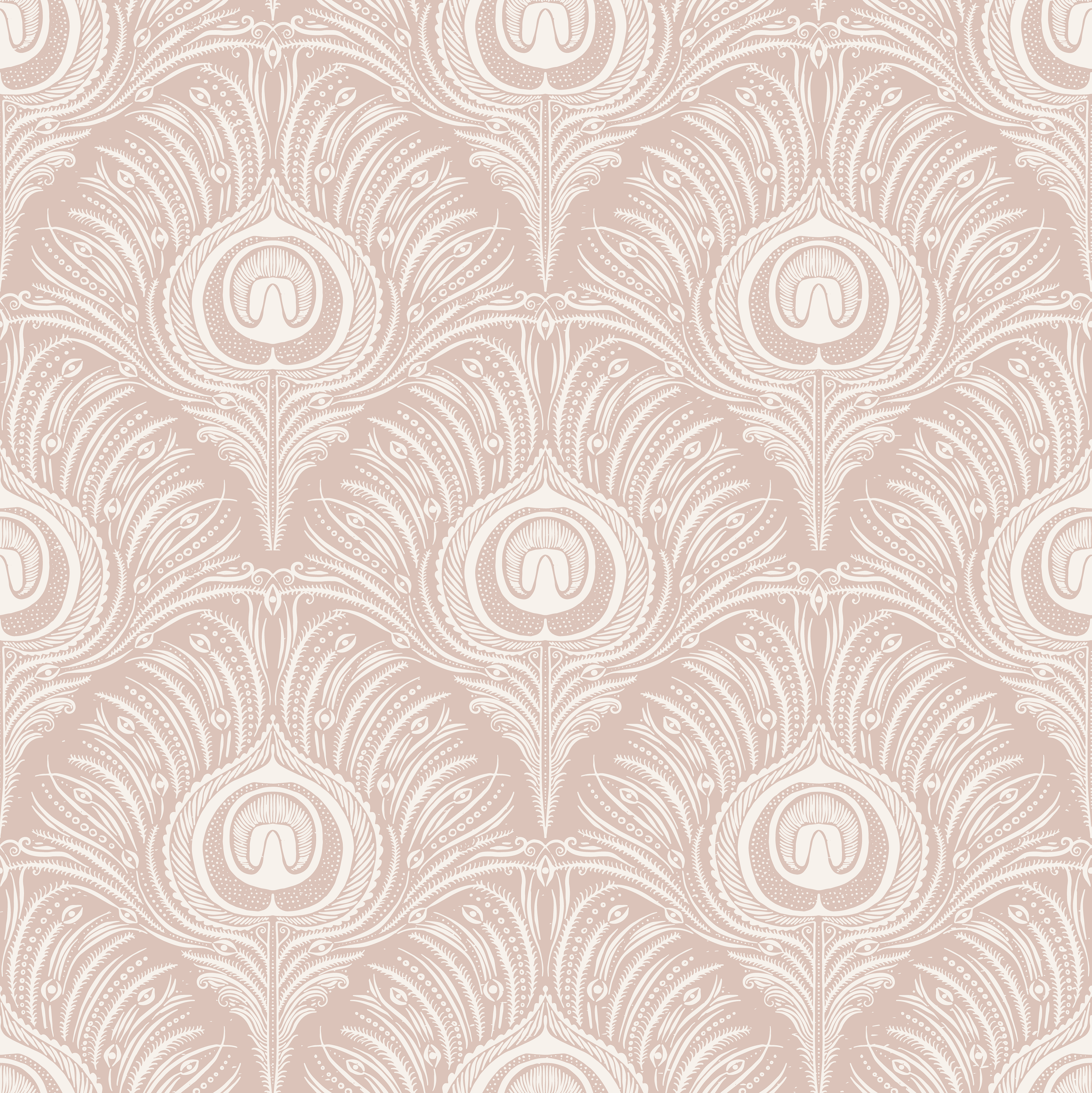 Peacock Plume Damask - Boudoir Rose - Elegant damastmönster i rosa toner