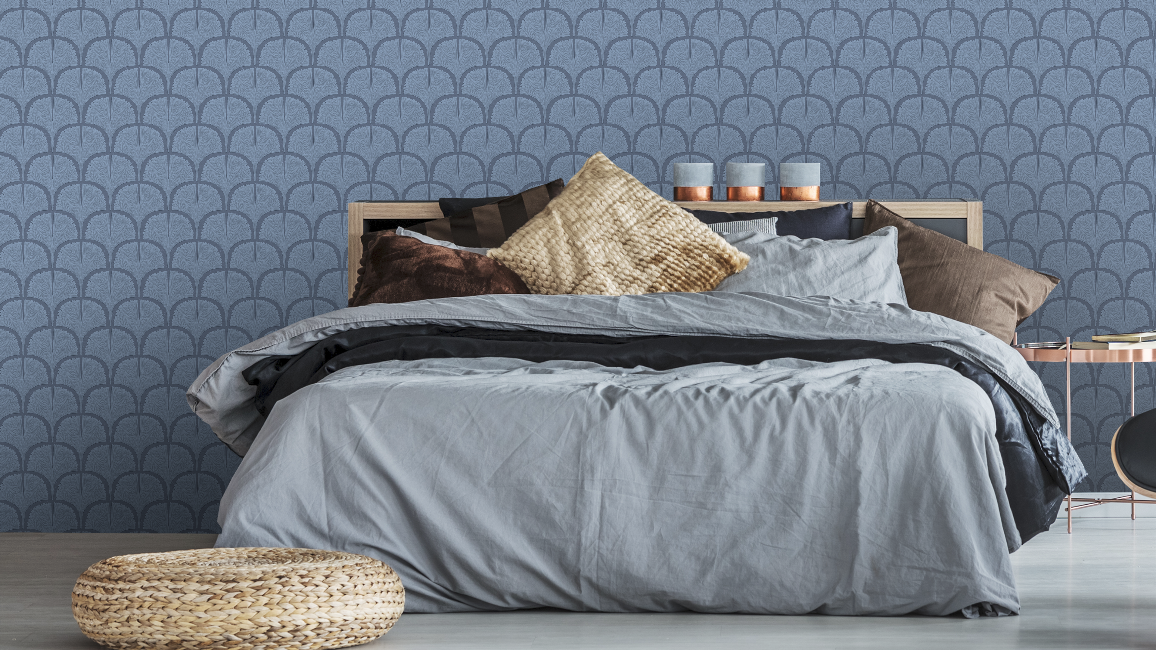 Ginkgo Soft - Blue – Elegant tapet med ginkgoblad