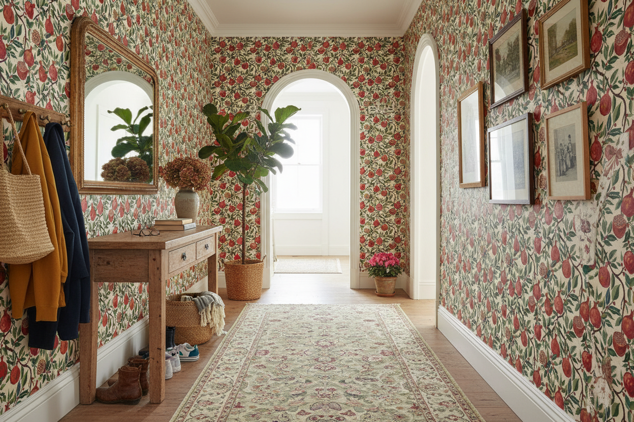 Reval Wallpaper Pomegranate Delight - Röd - Tapet med granatäpplen i rött – högkvalitativ tapet för en personlig och harmo...