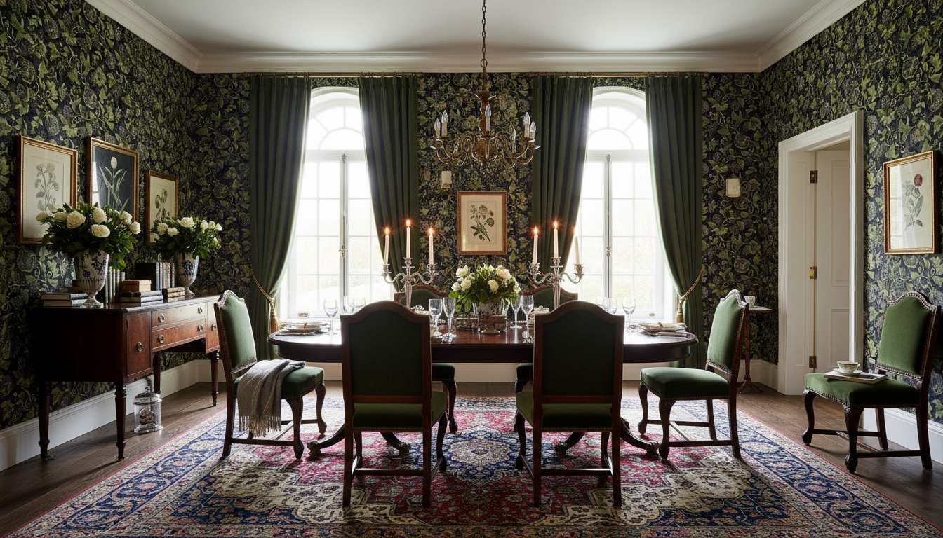 Castle Fruits - Blå - Elegant tapet med djupblå frukter mot mörk bakgrund