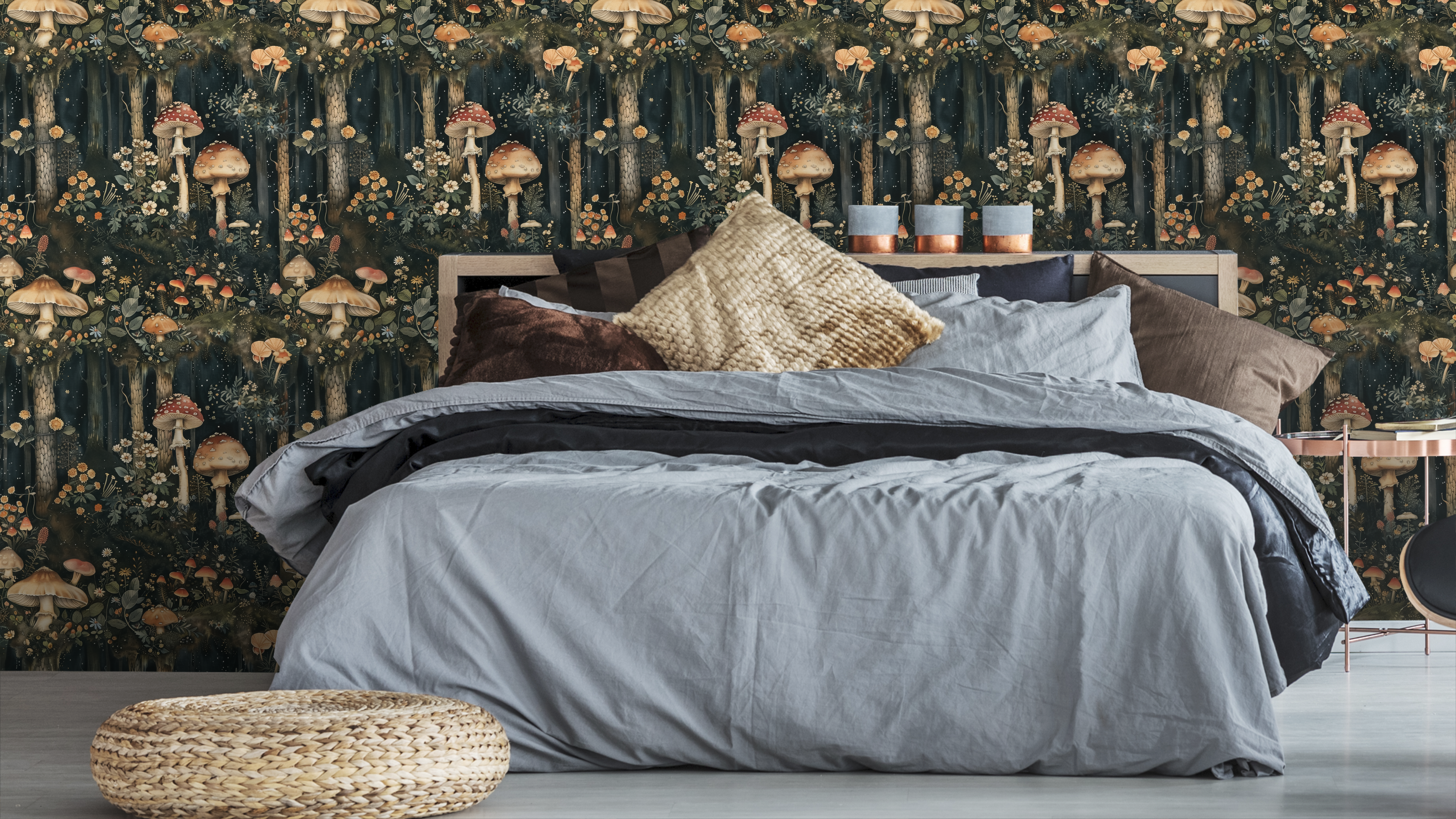 Svampskog - Horisontell - Tapet med John Bauers sagoskogsmotiv