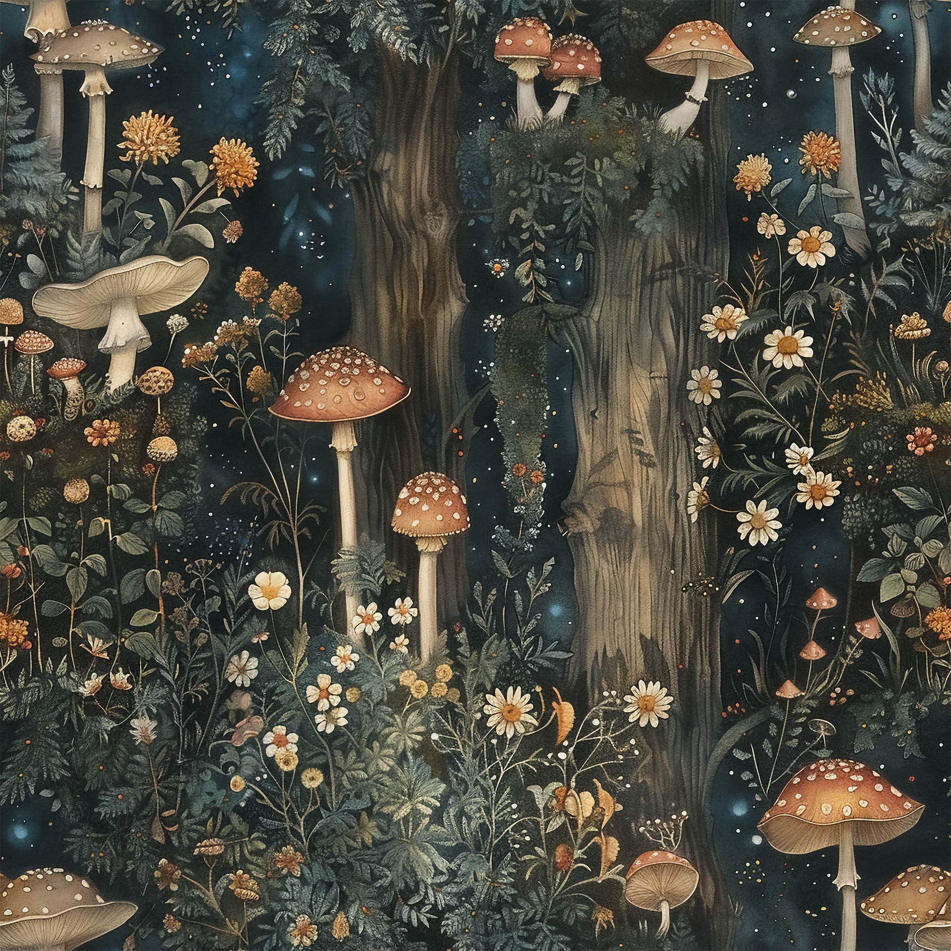 Svampskog - Vertikal - Magisk skogsvägg inspirerad av John Bauer