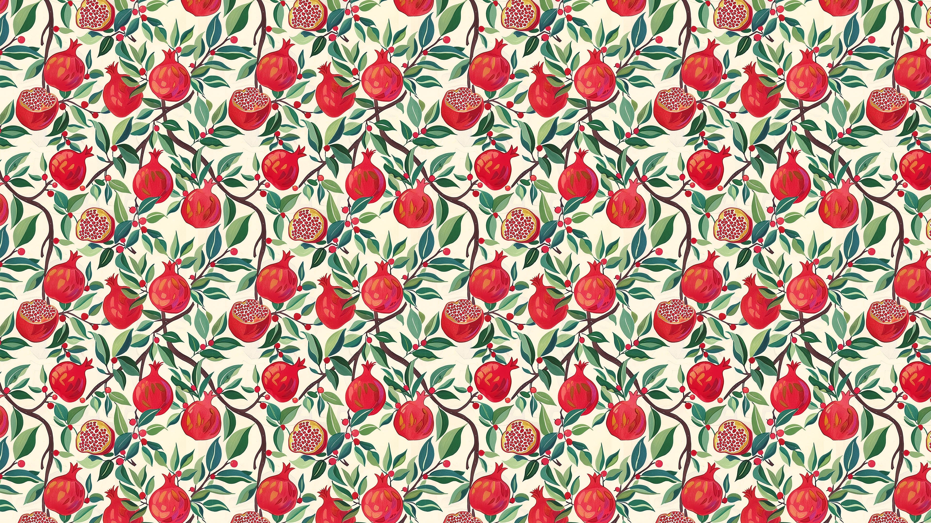 Reval Wallpaper Pomegranate Delight - Röd - Tapet med granatäpplen i rött – högkvalitativ tapet för en personlig och harmo...