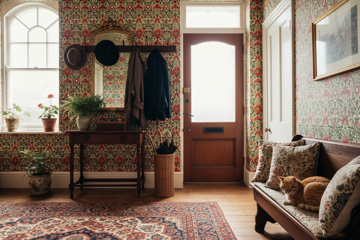 Timeless Blooms - Röd - Klassisk blommig tapet med tidlös elegans