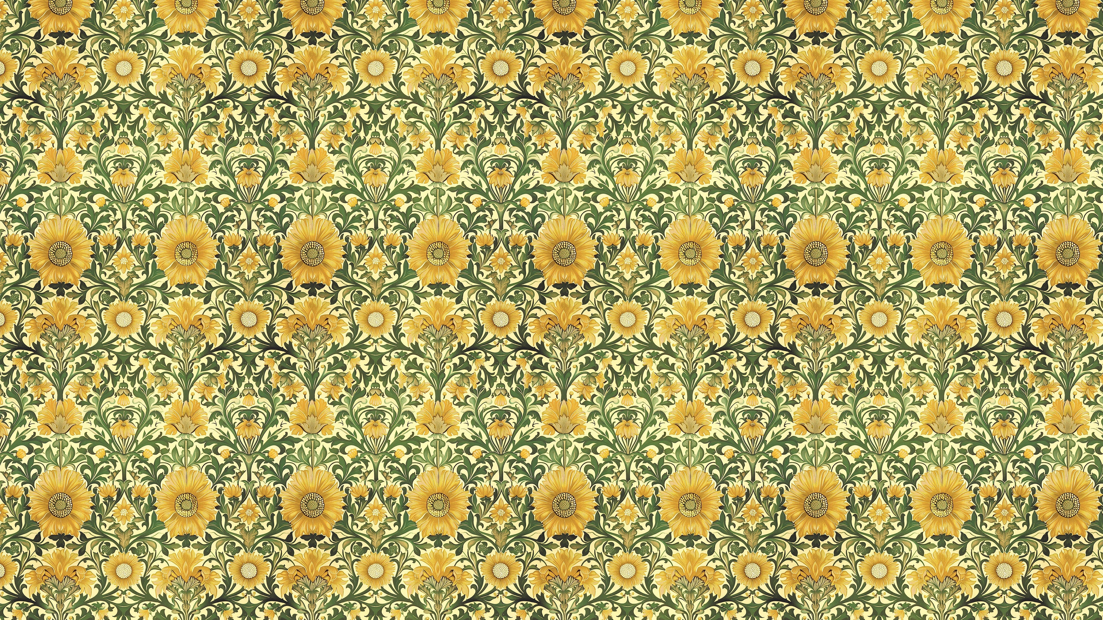 Reval Wallpaper Timeless Blooms - Gul - Klassisk blommig tapet med tidlös elegans – högkvalitativ tapet för en personlig o...