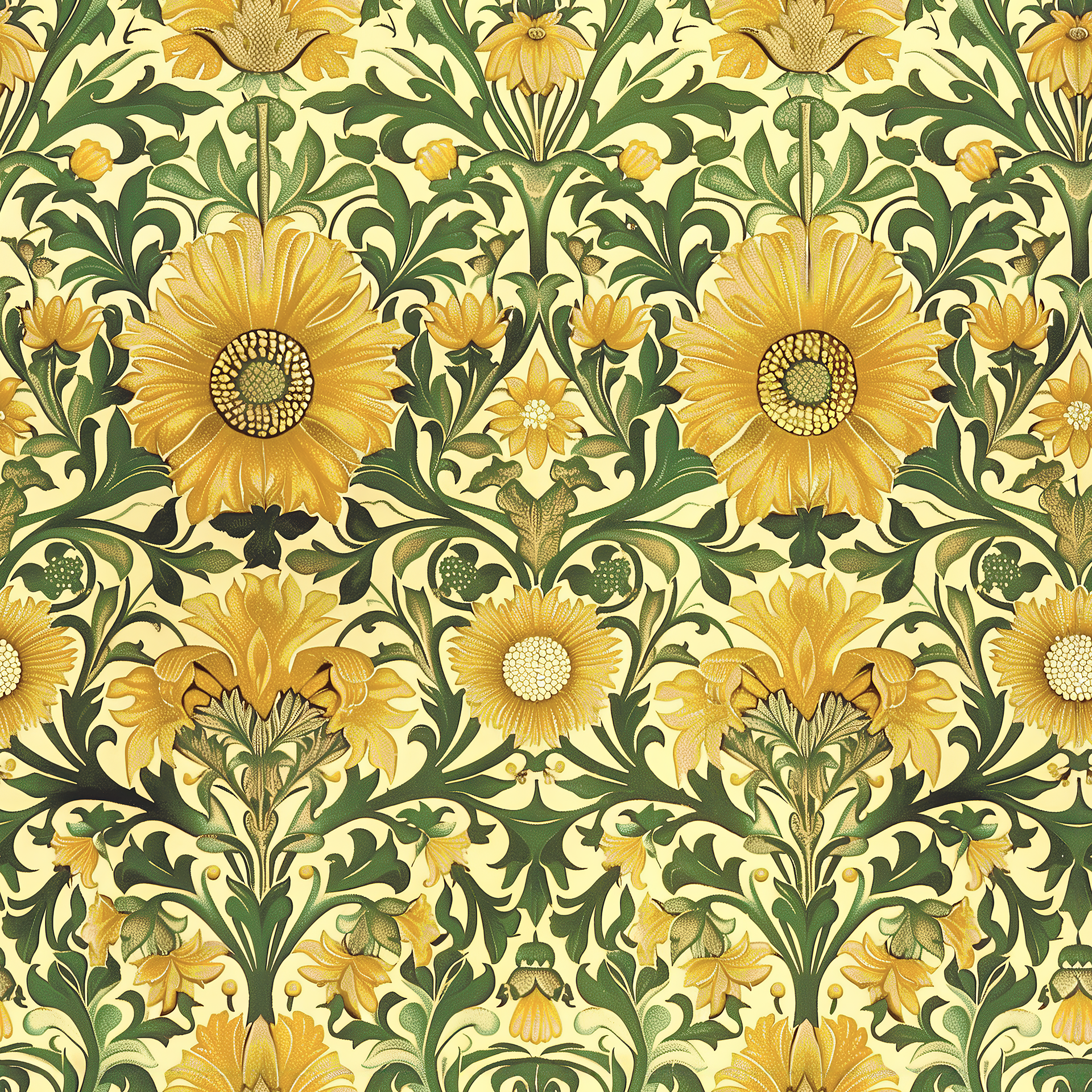 Timeless Blooms - Gul - Klassisk blommig tapet med tidlös elegans