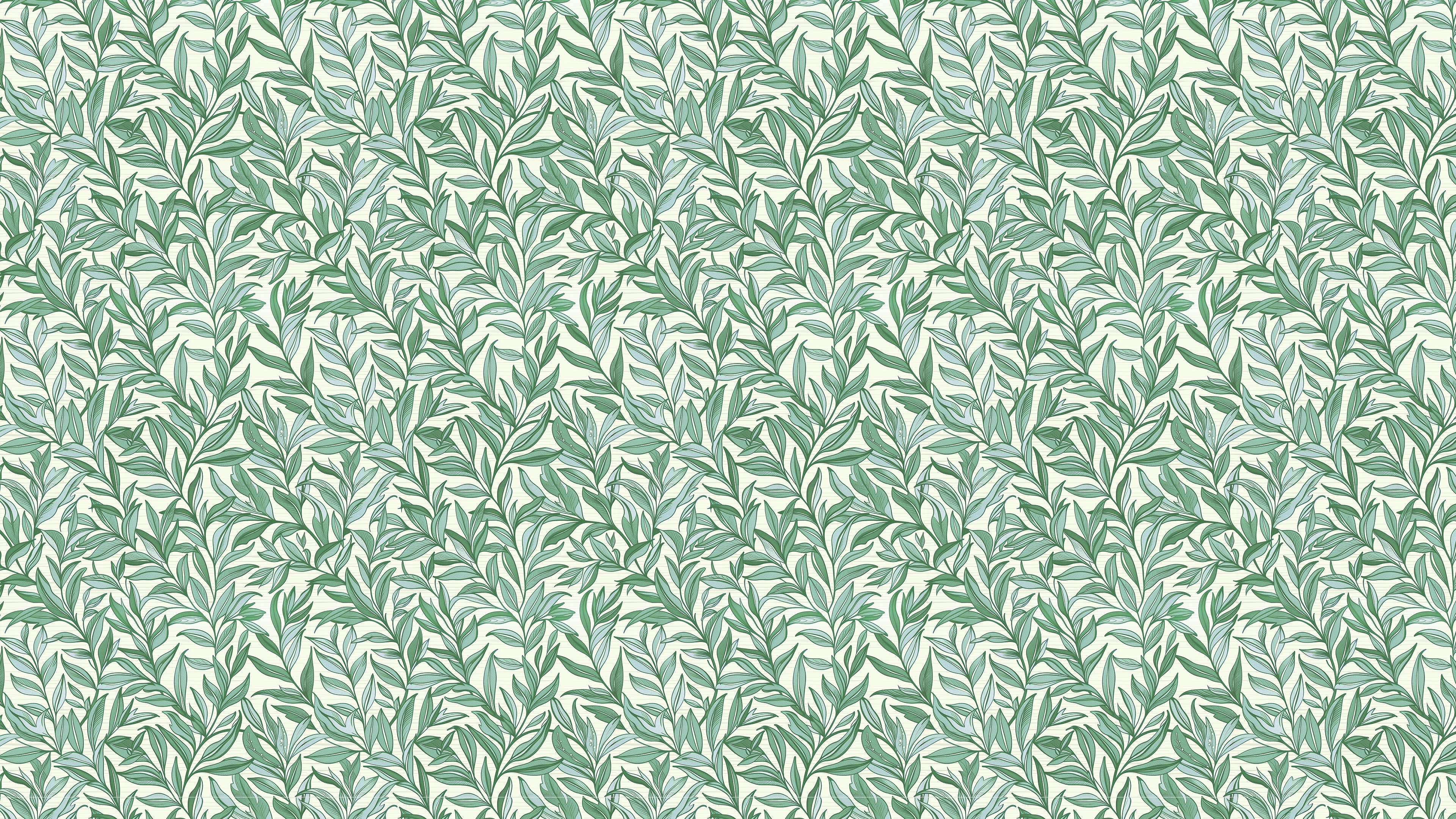 Boughs - Grön - Elegant tapet med handritade blad i gröna toner