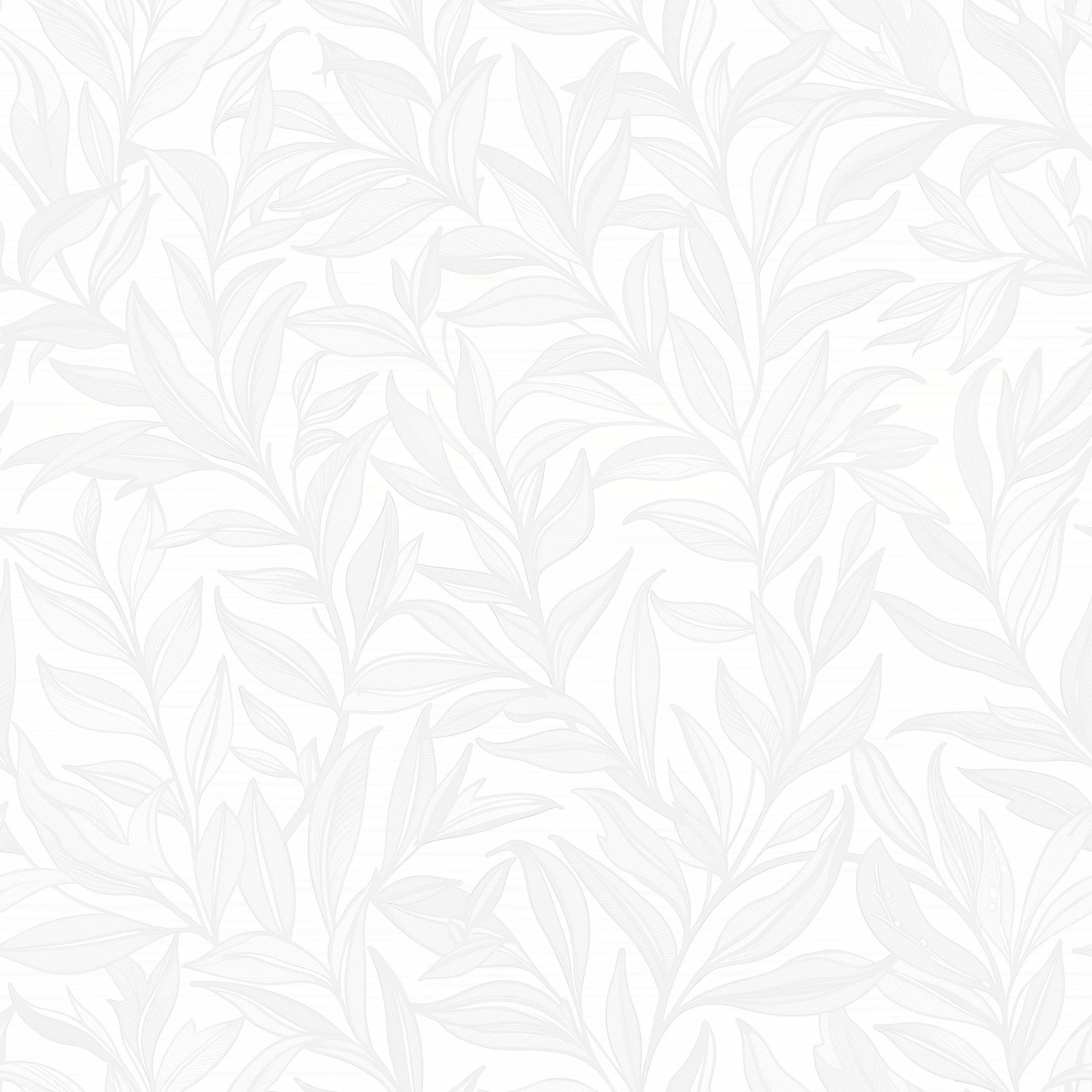 Boughs - Vit - Elegant tapet med handritade blad i vitt och grått