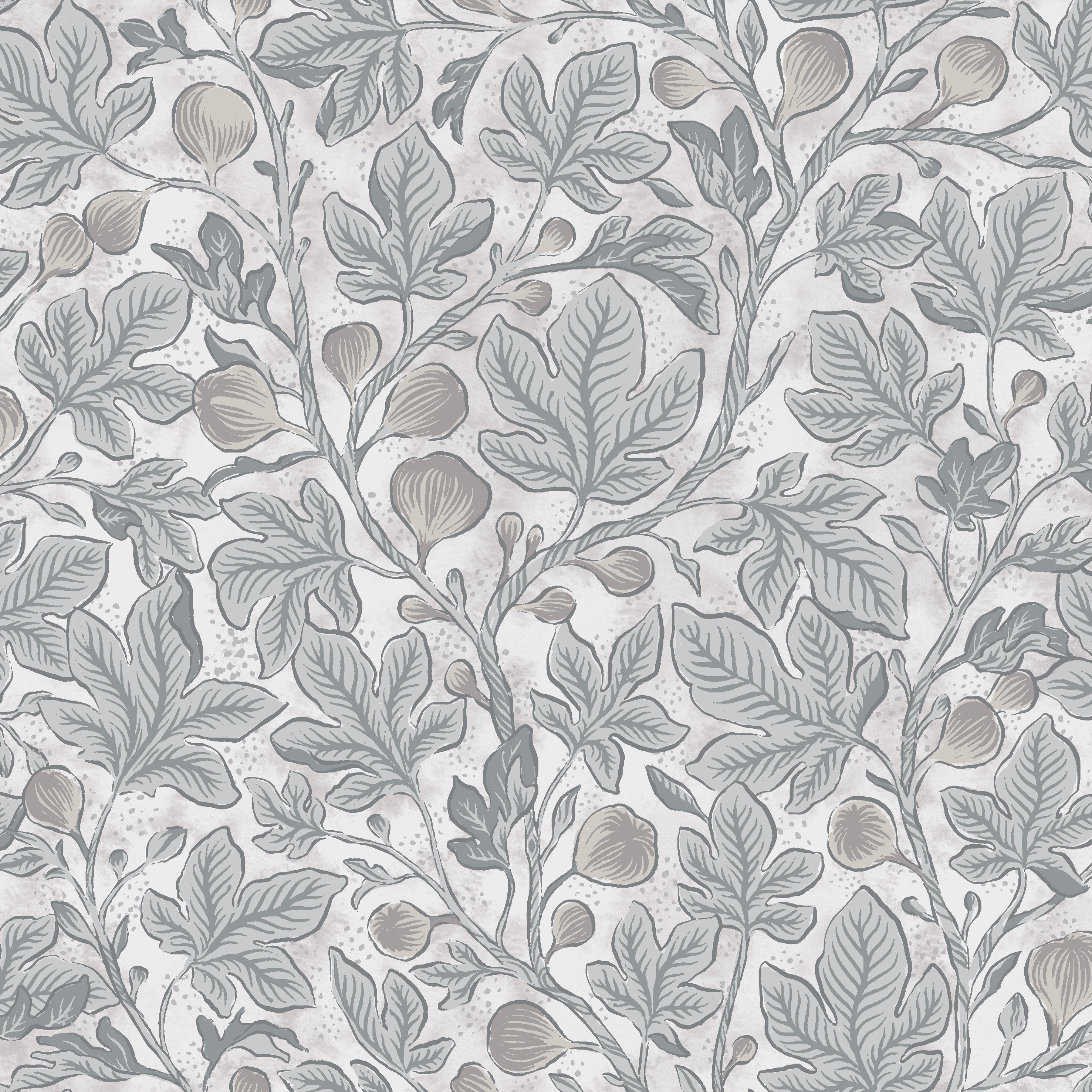 Fig Tree - Gray - Elegant tapet med fikonträd i grå toner