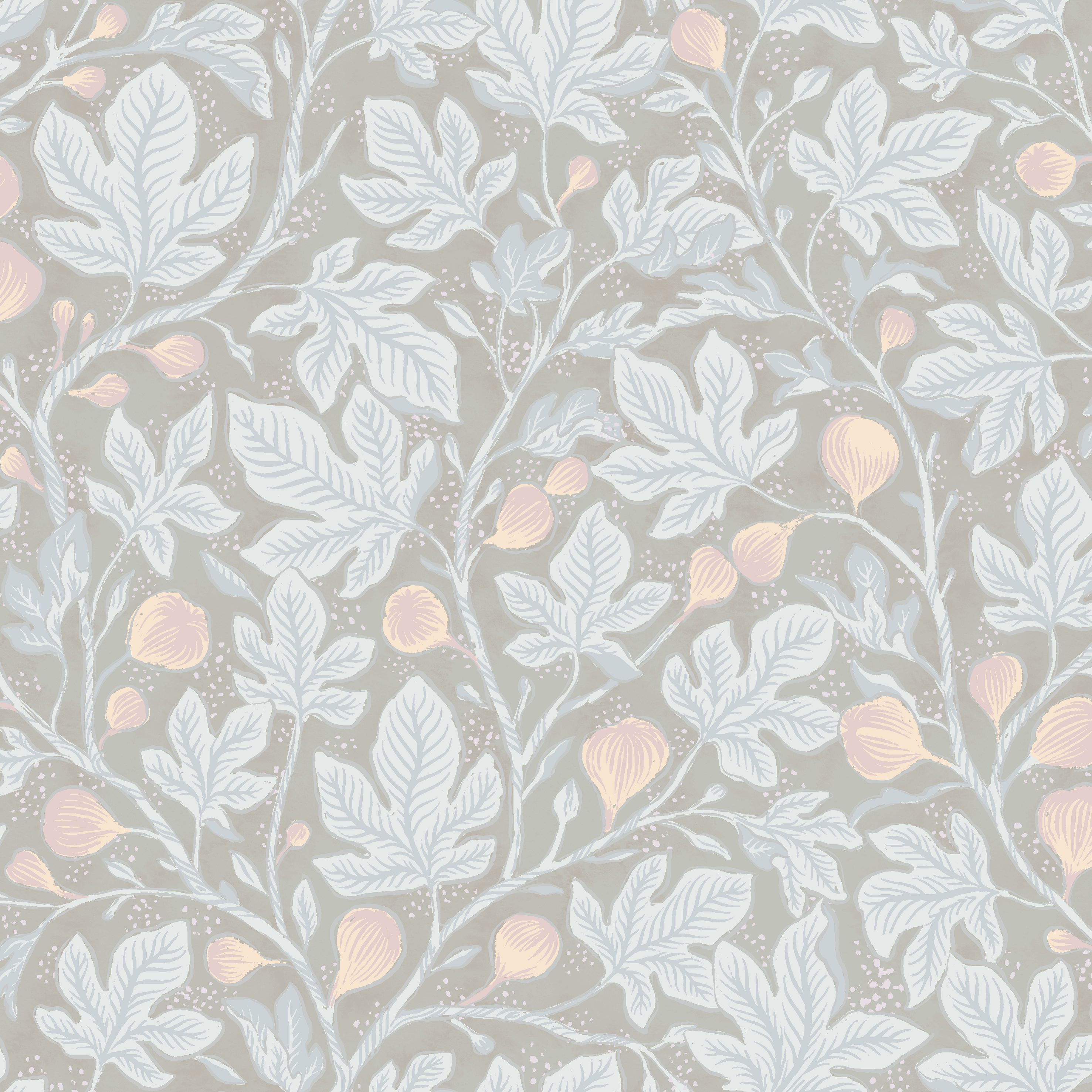 Fig Tree - Dim Green - Elegant tapet med fikonträd i gröna toner