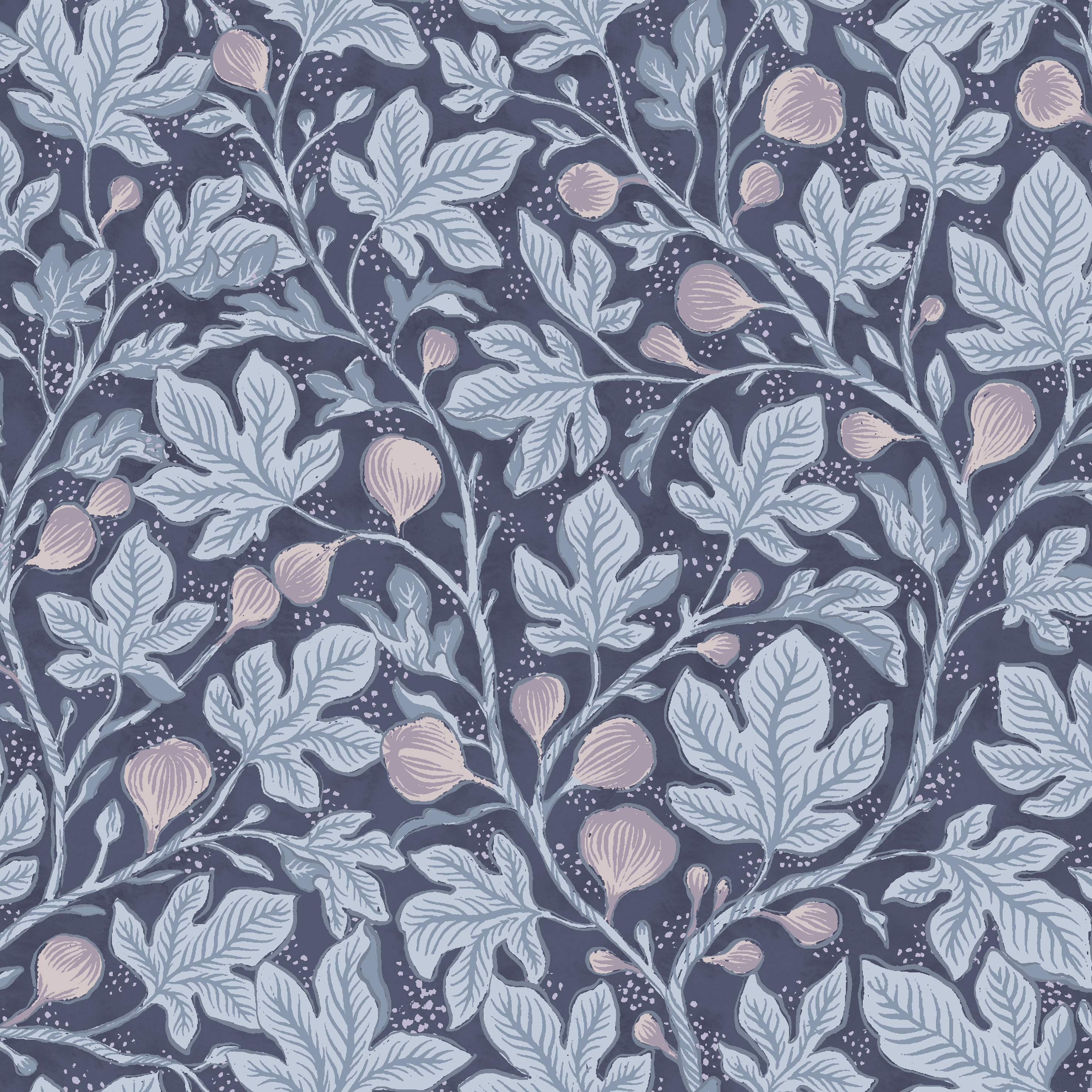Fig Tree - Midnight - Elegant tapet med fikonträd i mörka toner