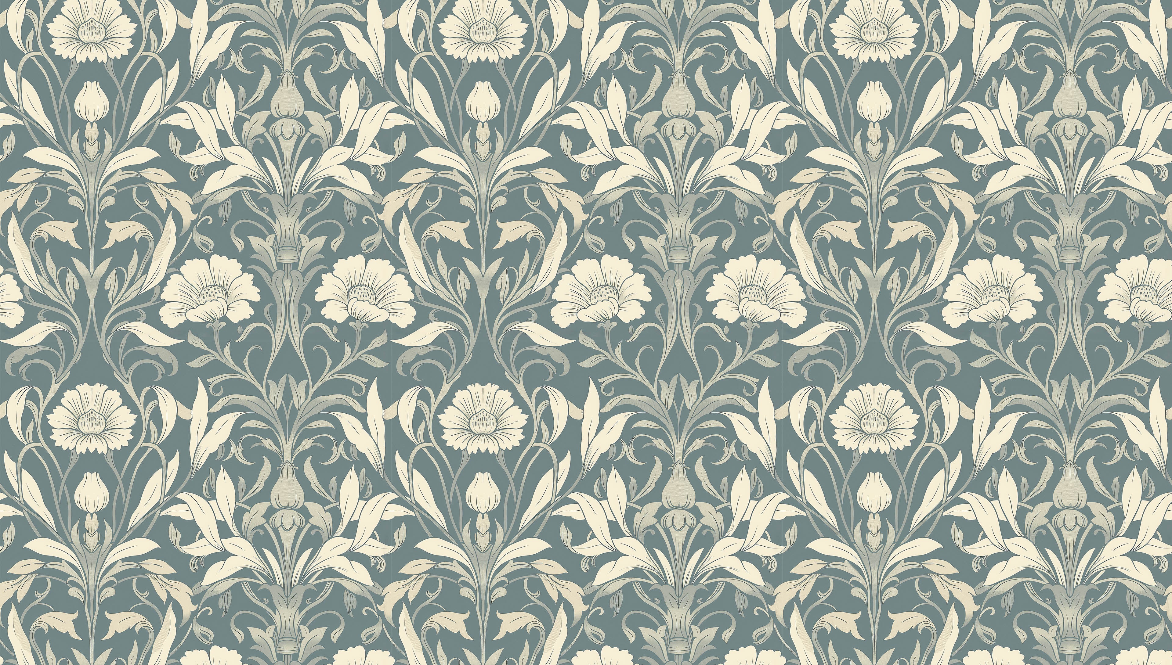 Isabelle - Blå – Klassisk tapet med engelsk elegans och detaljerade blommönster