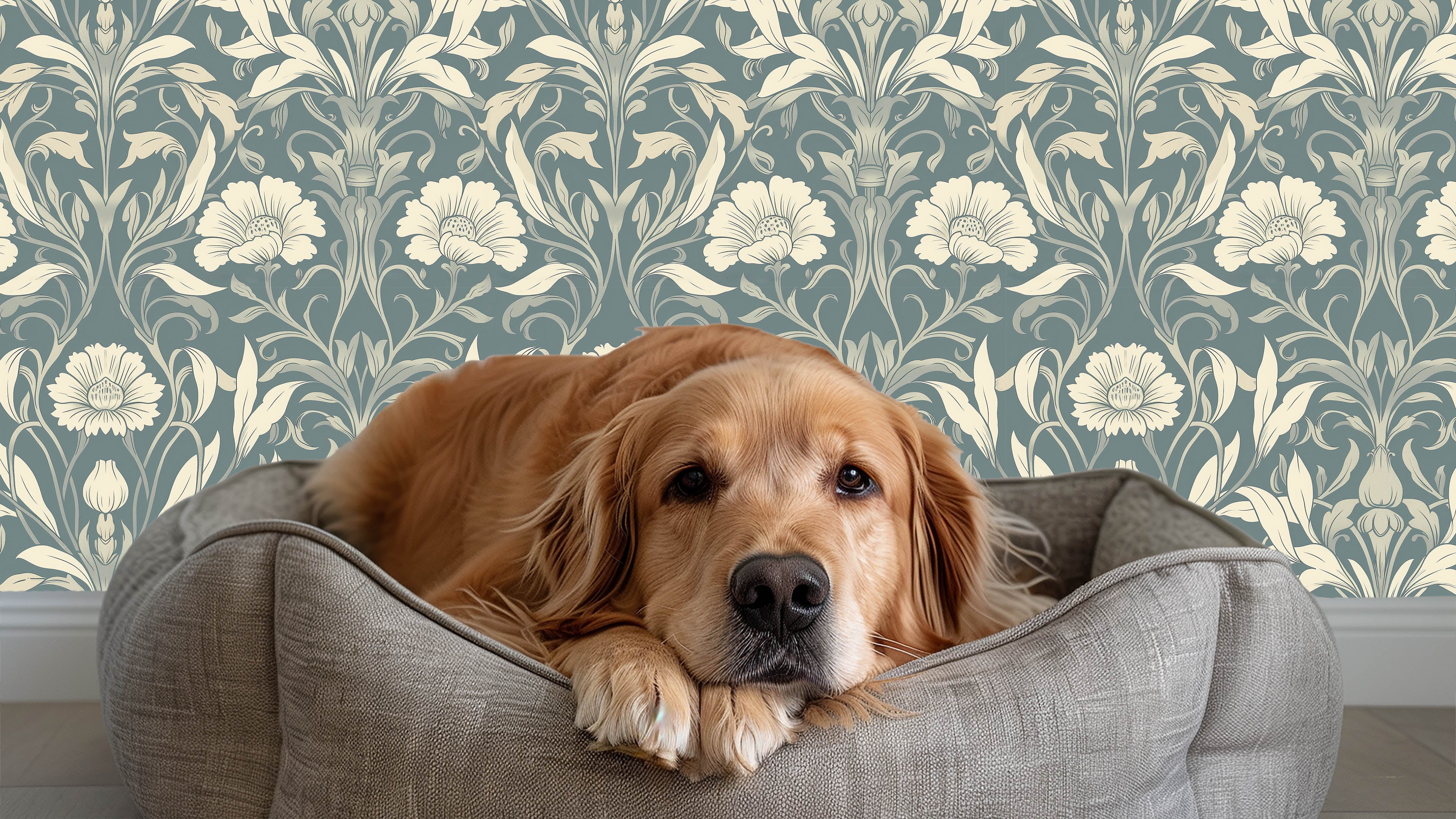 Isabelle - Blå – Klassisk tapet med engelsk elegans och detaljerade blommönster