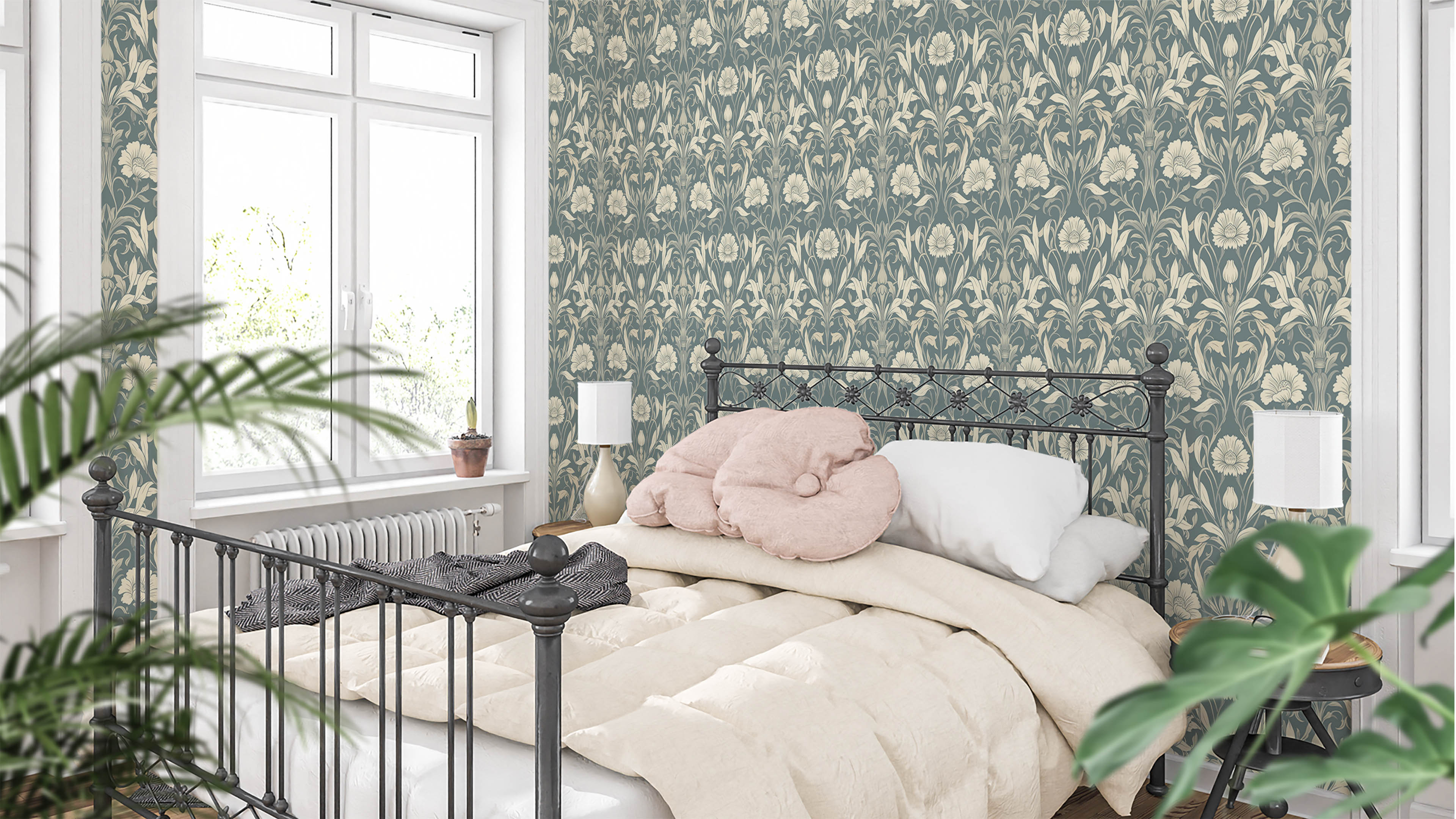 Isabelle - Blå – Klassisk tapet med engelsk elegans och detaljerade blommönster