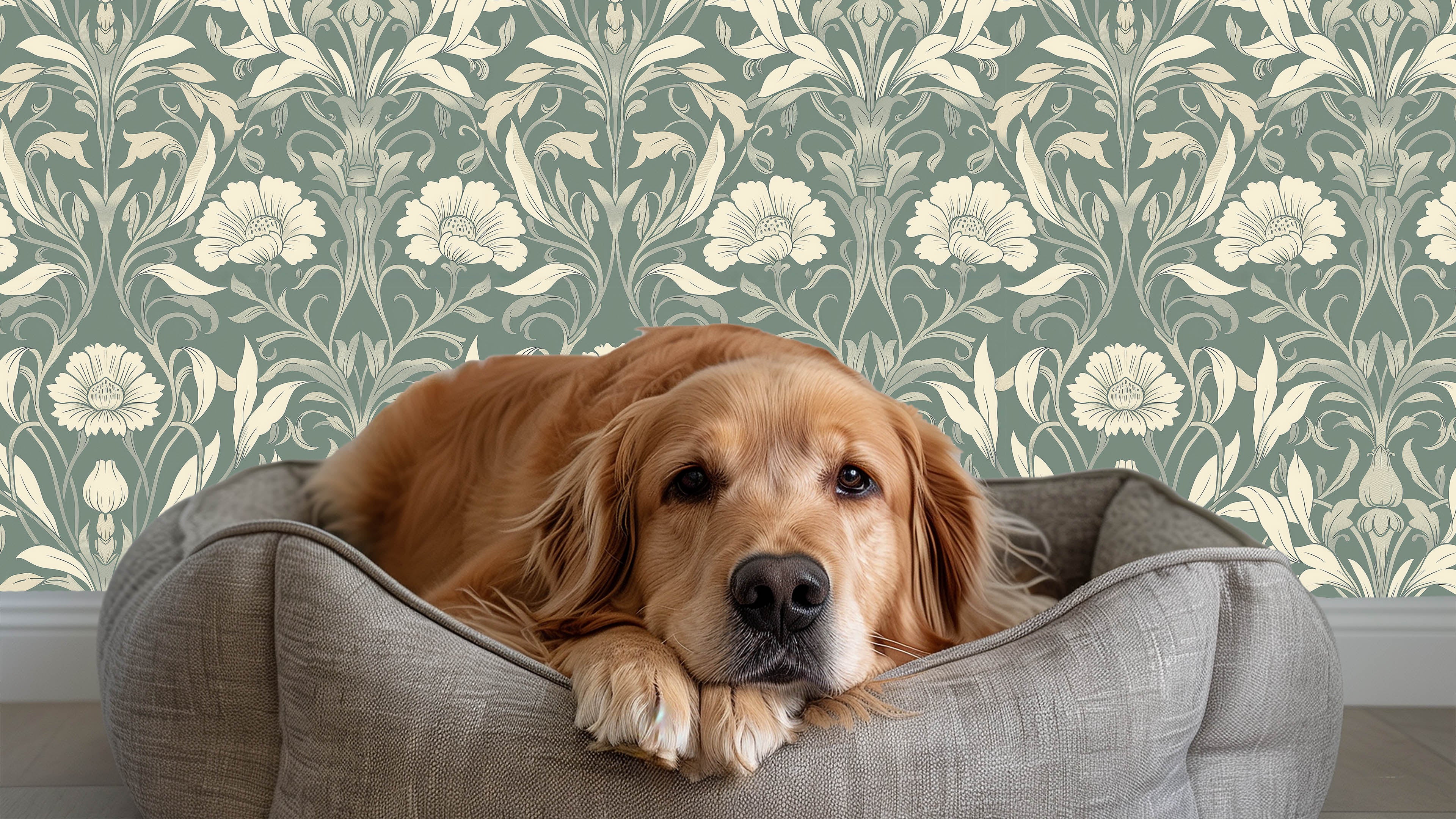 Isabelle - Grön – Klassisk tapet med engelsk elegans och detaljerade blommönster