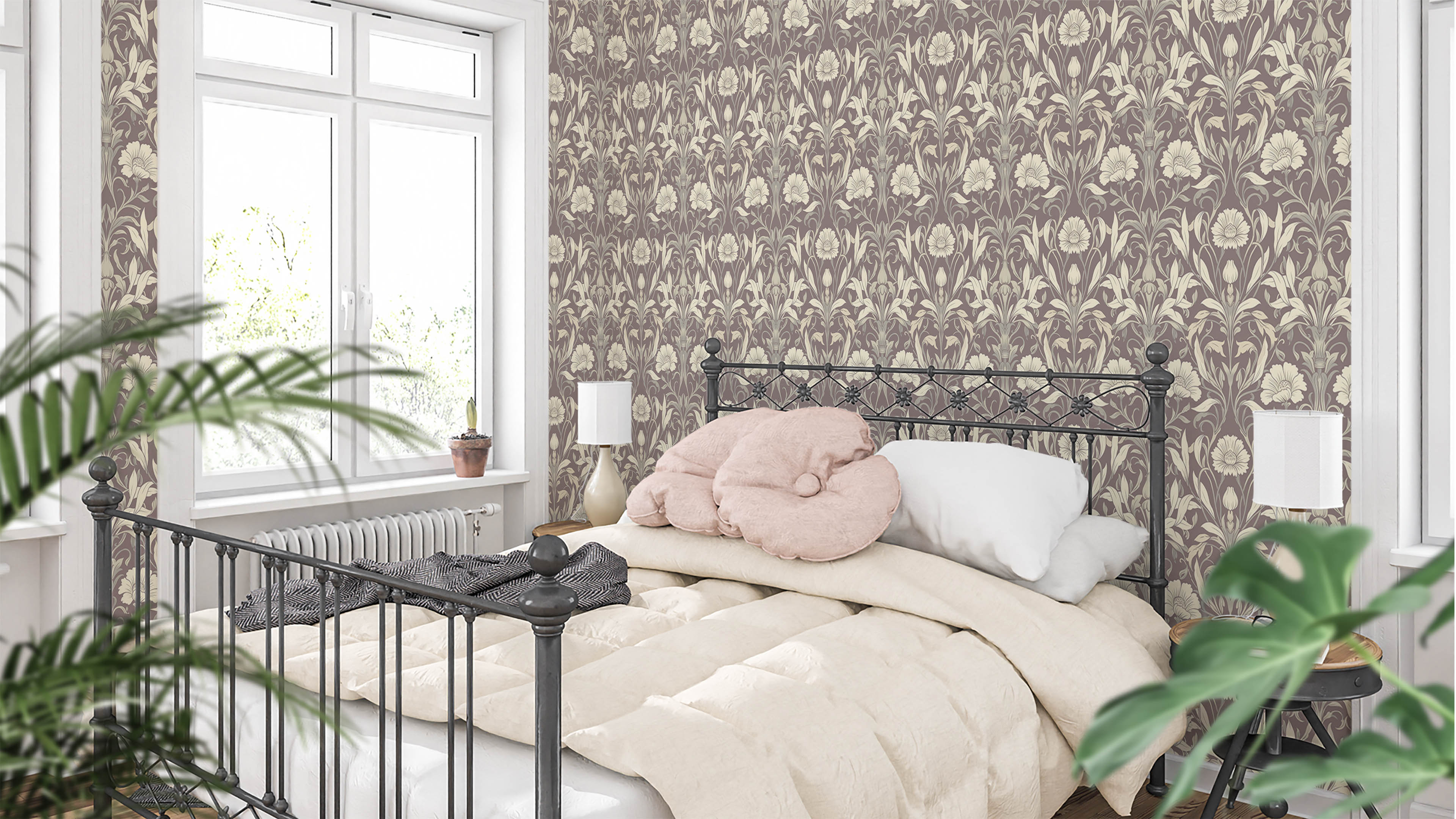 Isabelle - Röd – Klassisk tapet med engelsk elegans och detaljerade blommönster