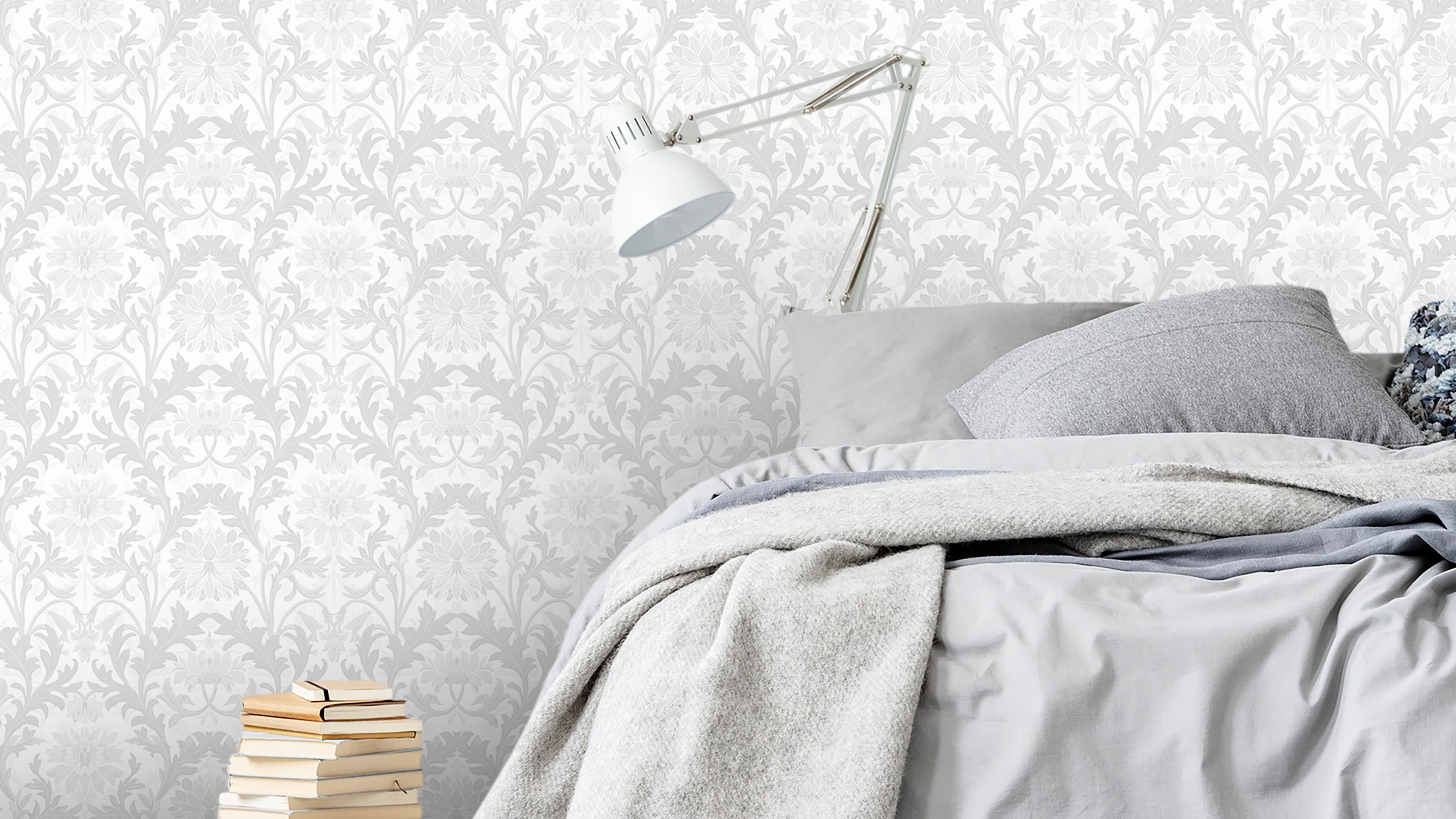 Jennie - Grå - Botanisk tapet med blommor och blad