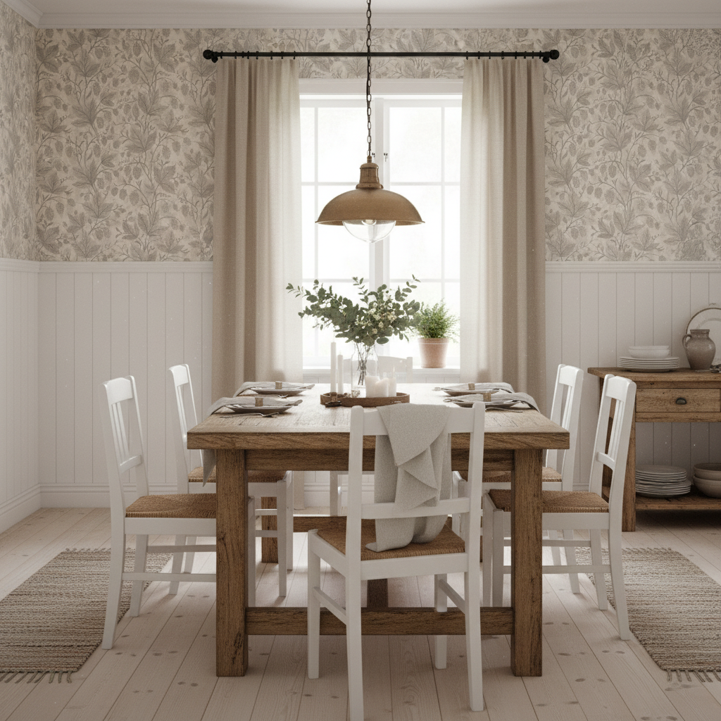 Trailing Hops - Silver – Elegant botanisk tapet med humlerankor