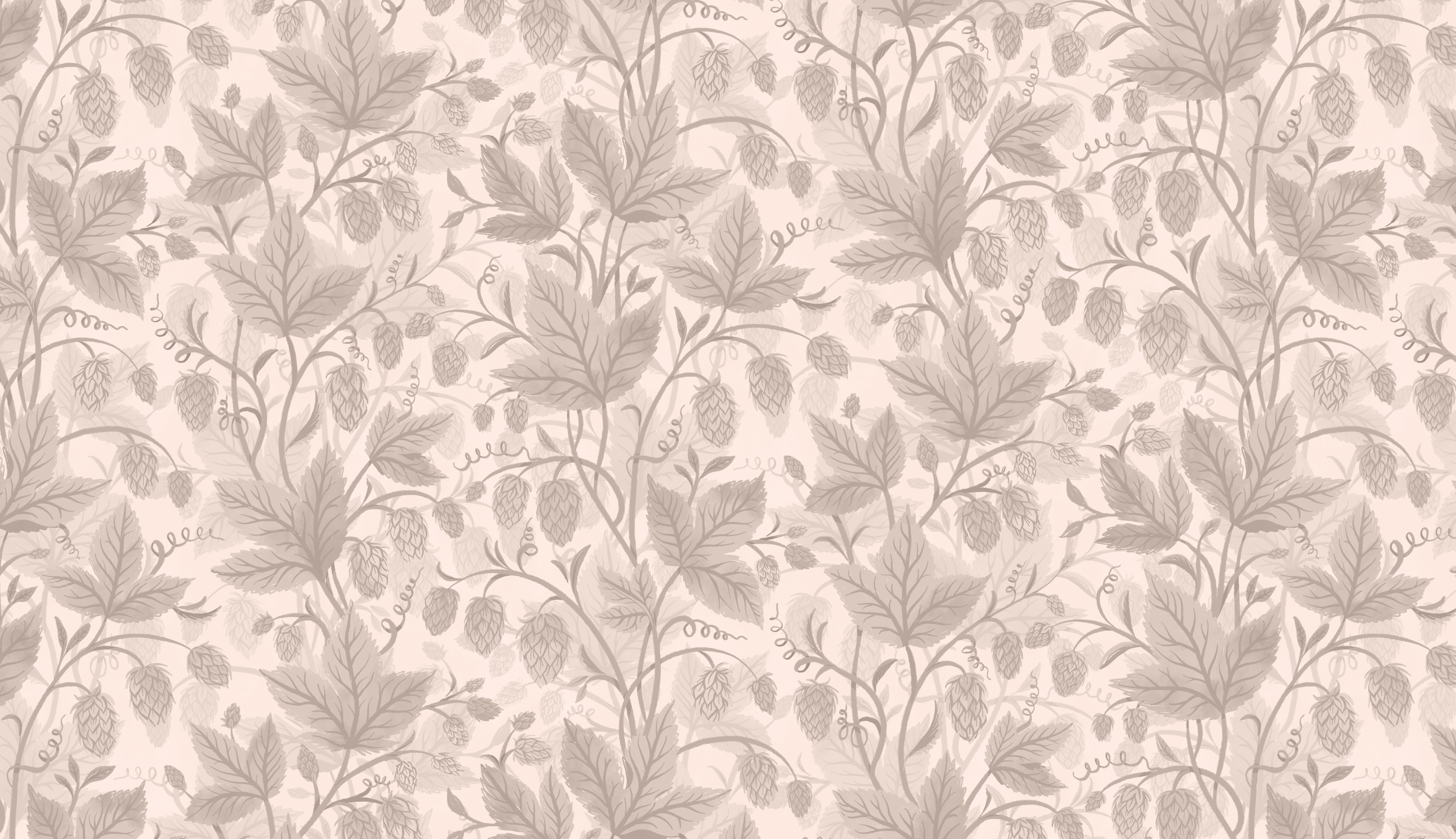 Trailing Hops Light Blush - Elegant tapet med organiskt humlemönster i ljusa rosa toner