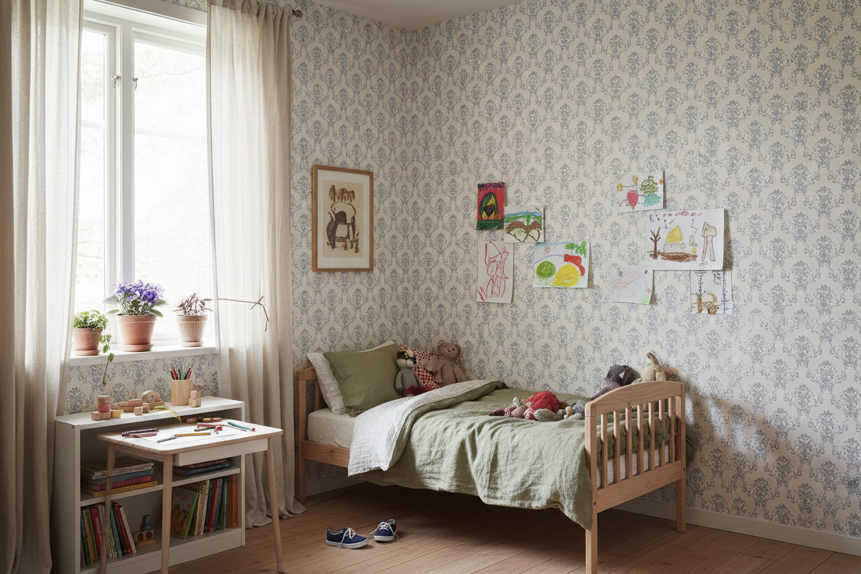 Spring Crocus - Blue – Scandinavian floral wallpaper in shades of blue