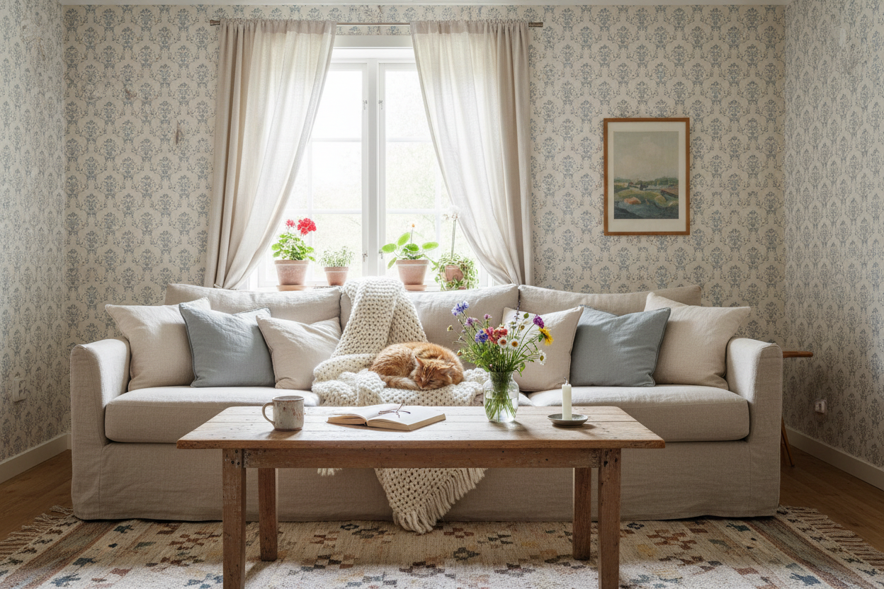 Spring Crocus - Blue – Scandinavian floral wallpaper in shades of blue