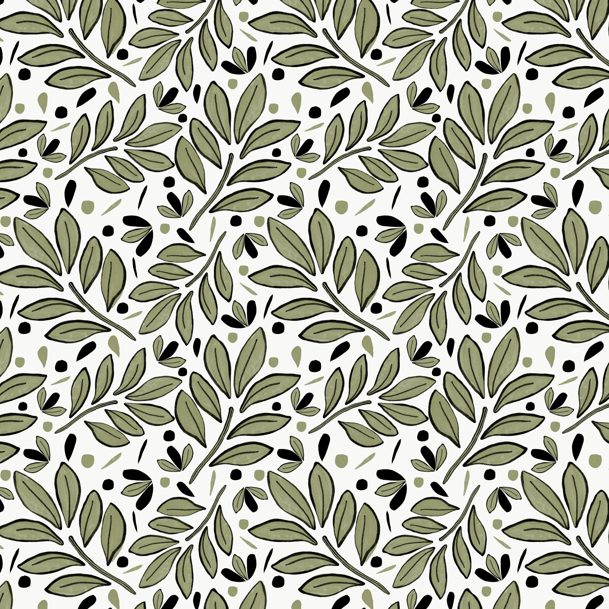 Lushy Leaves Olive Green On Olive