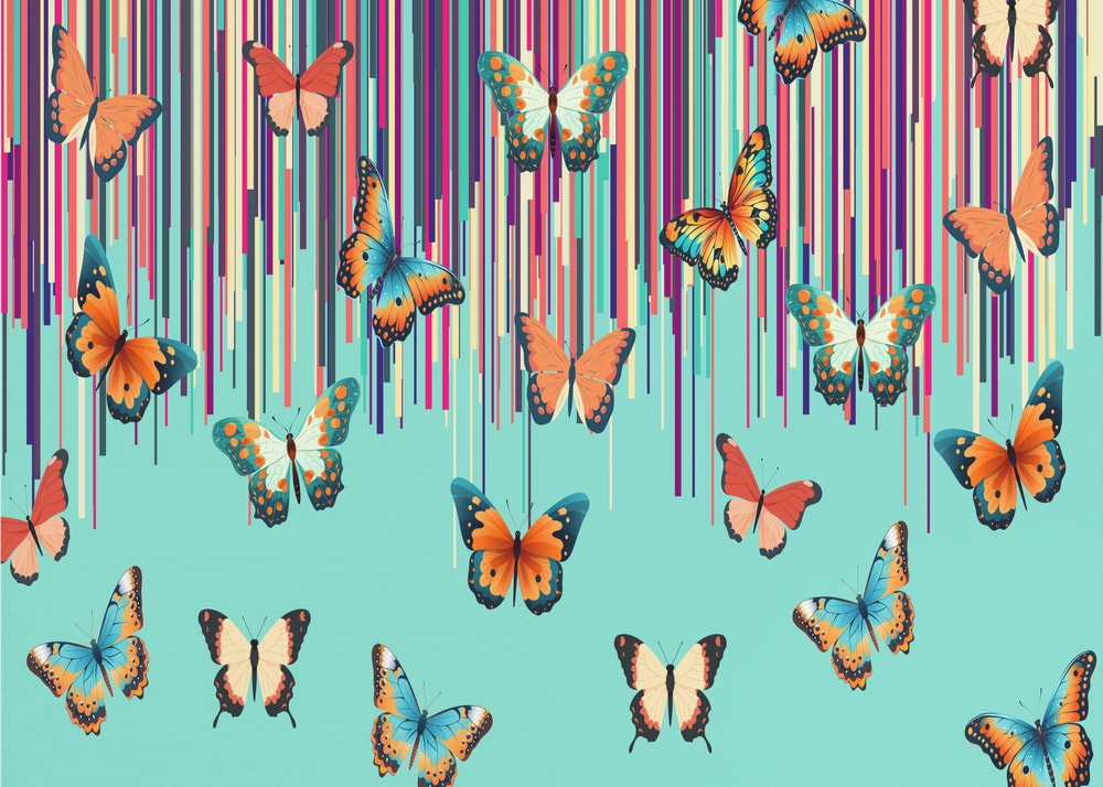 Vibrant Butterflies with Stripes