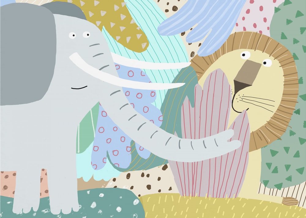 Elephant And Lion Friends