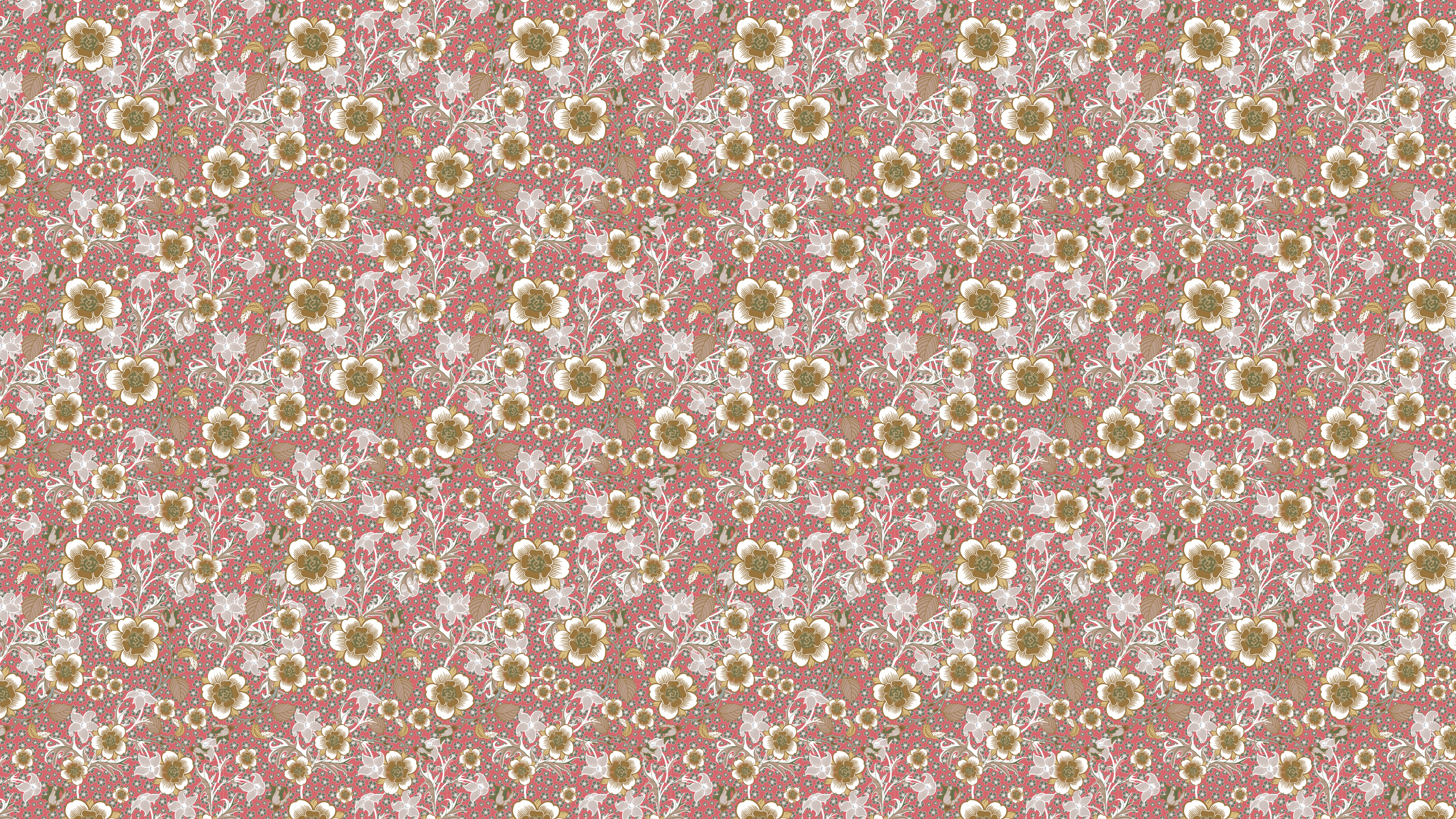 Springtime - Rosrosa - Färgglad tapet med blommor och grönska