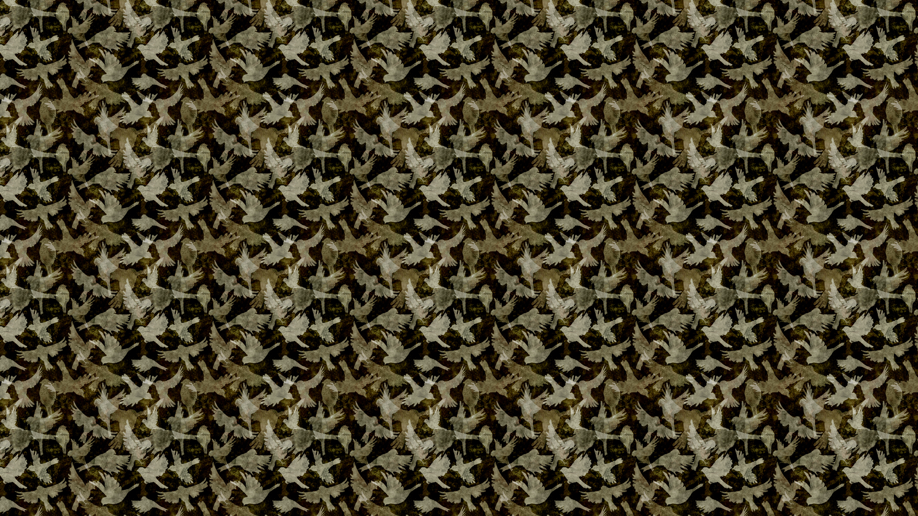 Fåglar - Amber - Elegant tapet med fågelmotiv i varma amber-toner