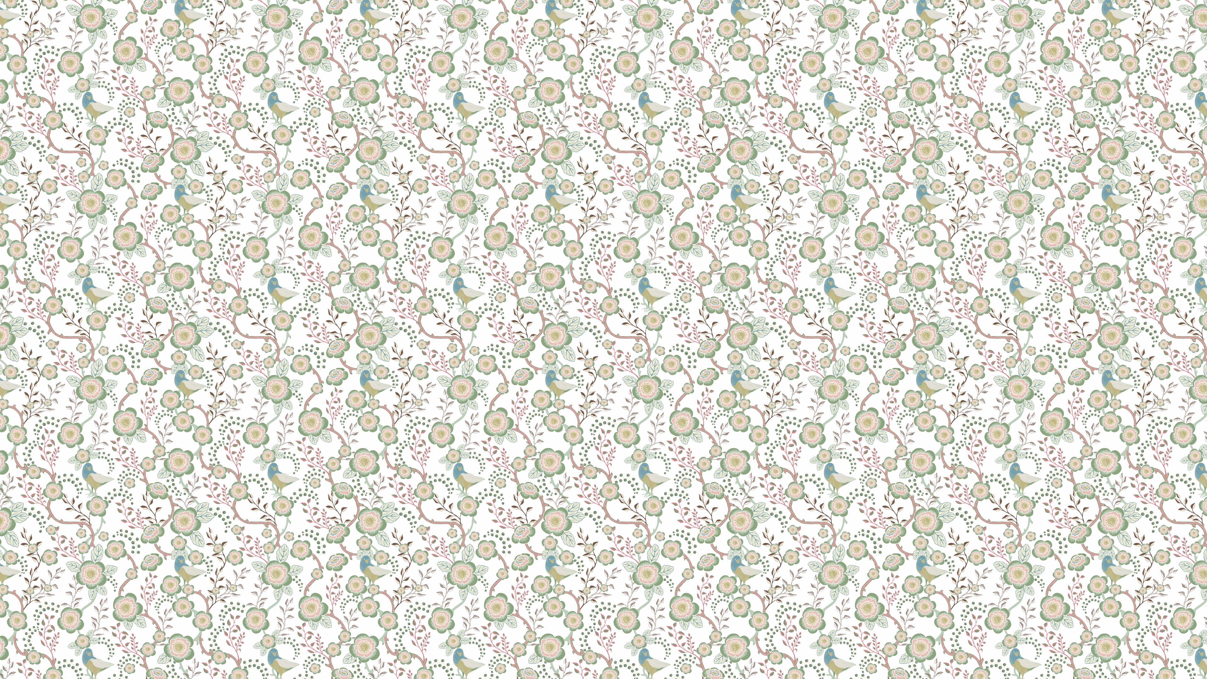 Reval Wallpaper Epiphany - Creme - Romantisk tapet med fåglar och blommor – högkvalitativ tapet för en personlig och harmo...