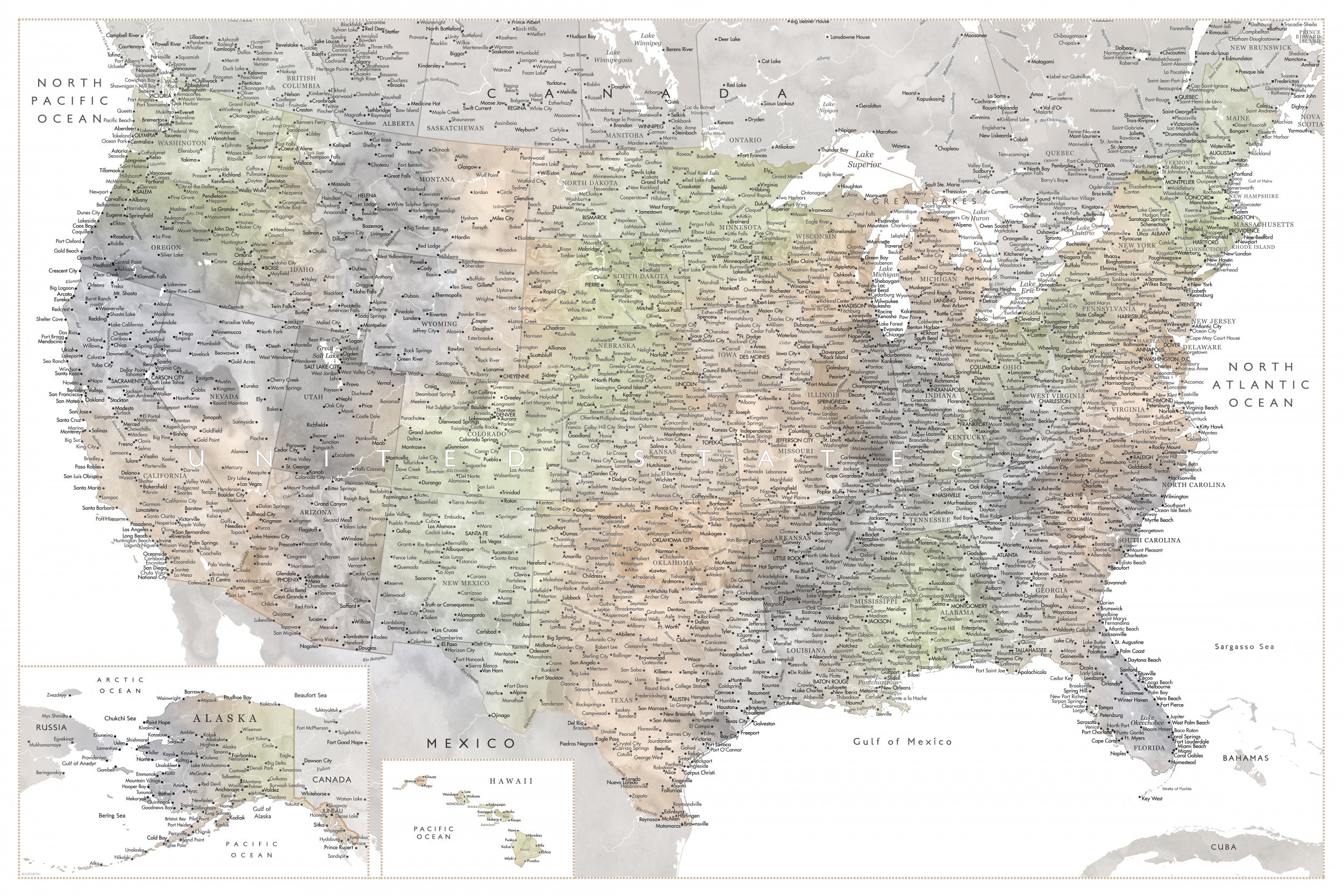 Highly detailed map of the United States, Habiki
