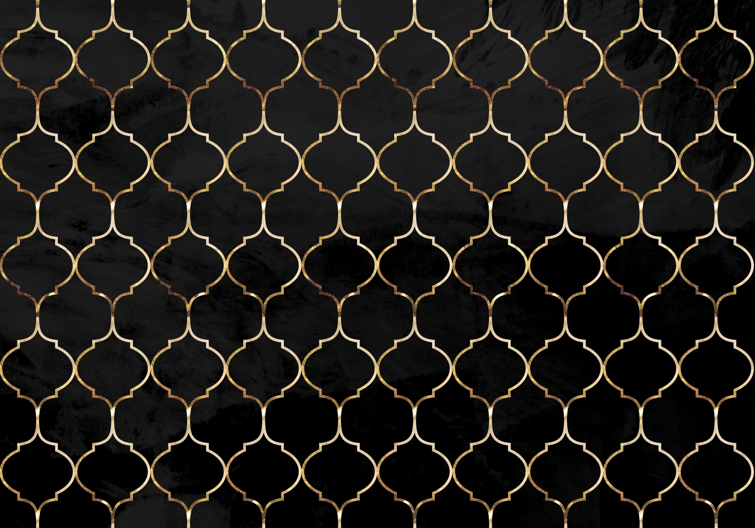 Moroccan wall mural black gold