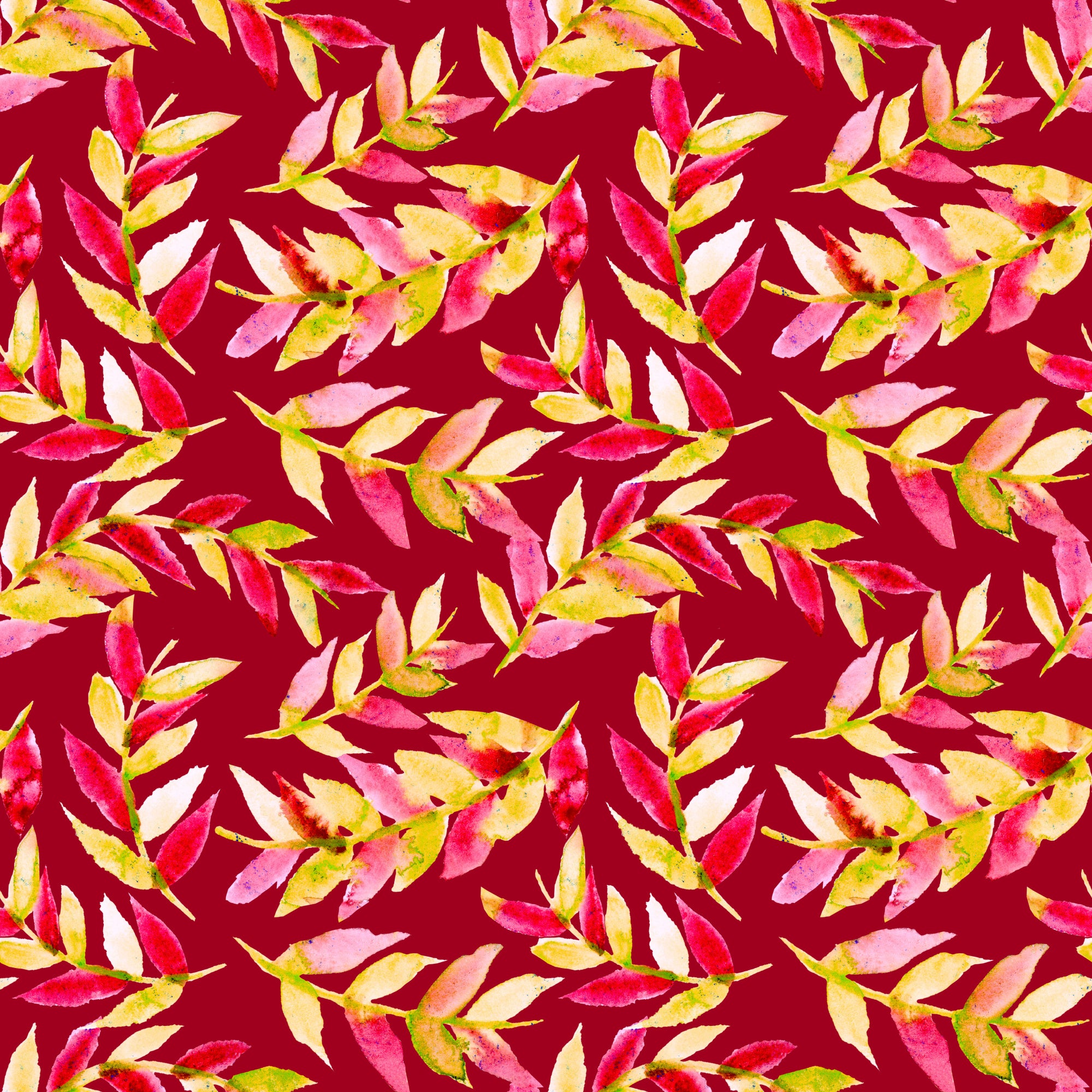 Yellow Red On Red Leaves Curved