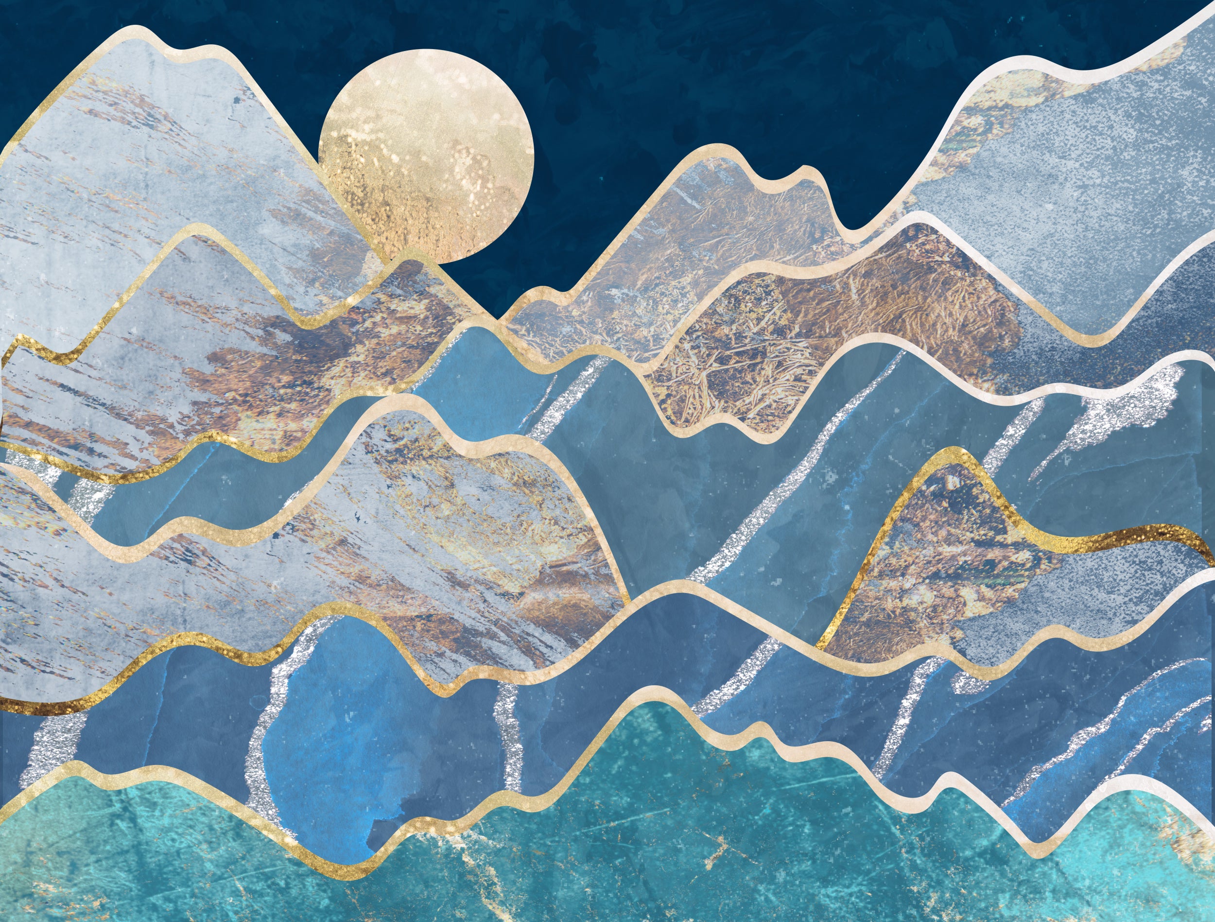 Moonlit mountains landscape