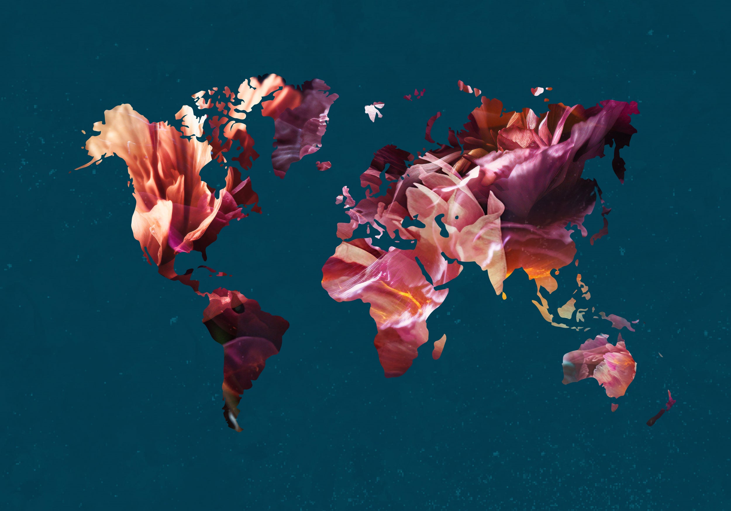 World Map Flowers