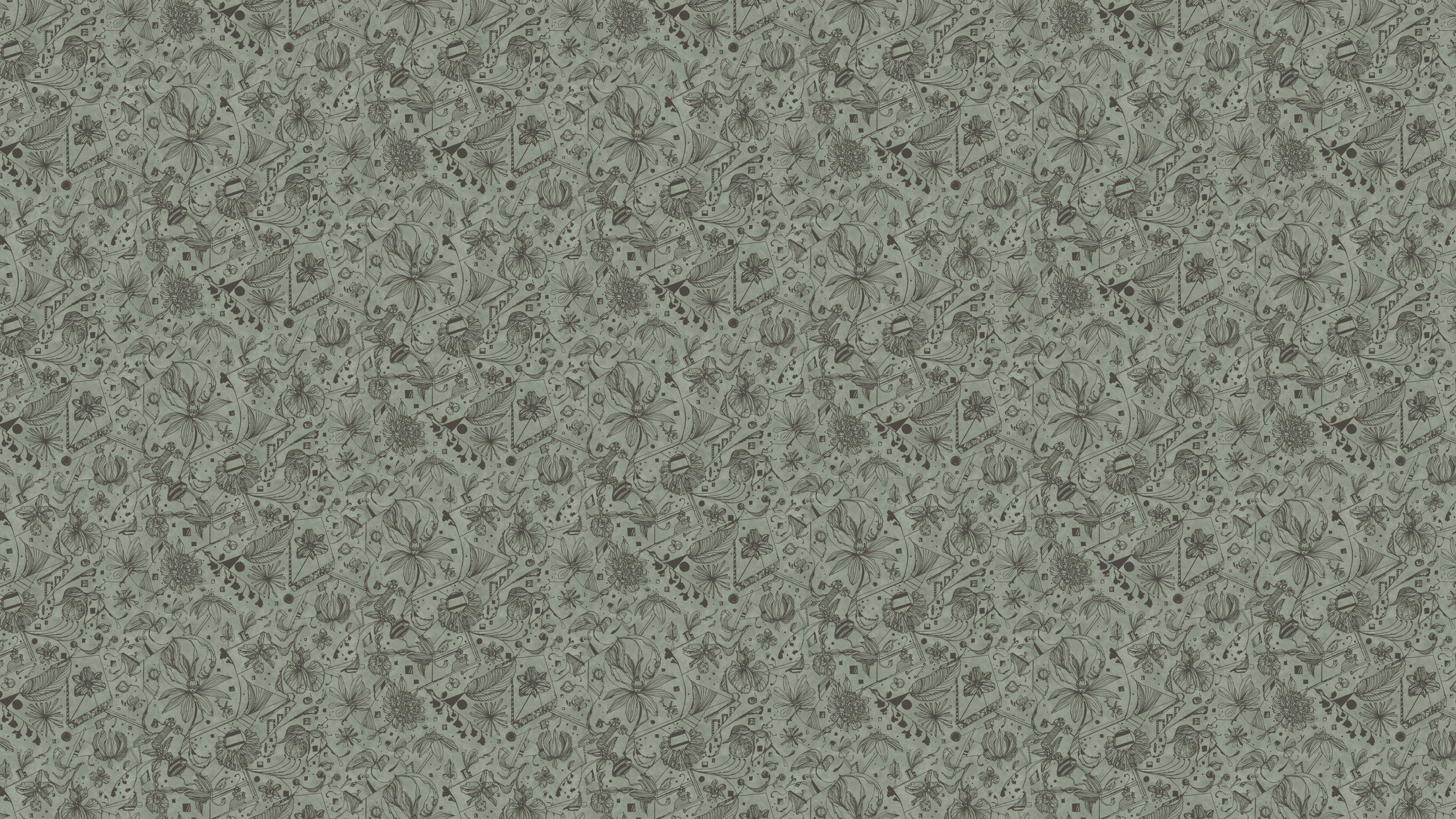 Floralies - Grågrön – Elegant tapet med abstrakt konst i grågrön nyans