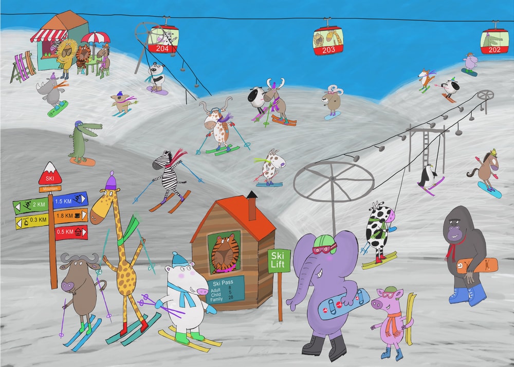 Happy Animals Skiing