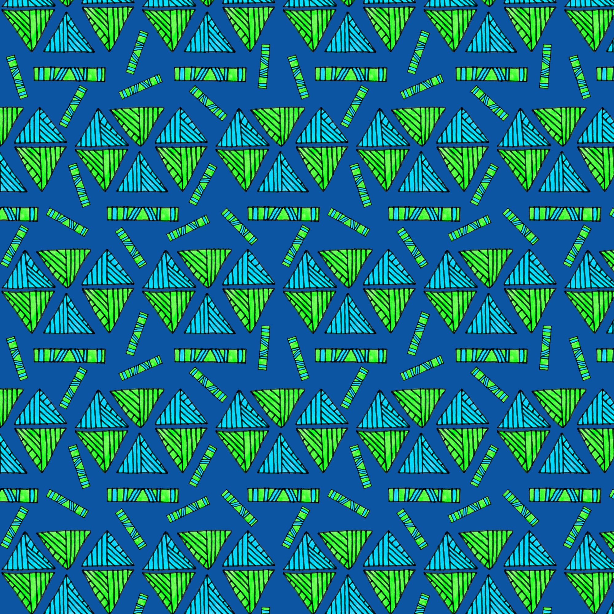 Tribal Triangles Shapes Turquoise Lime