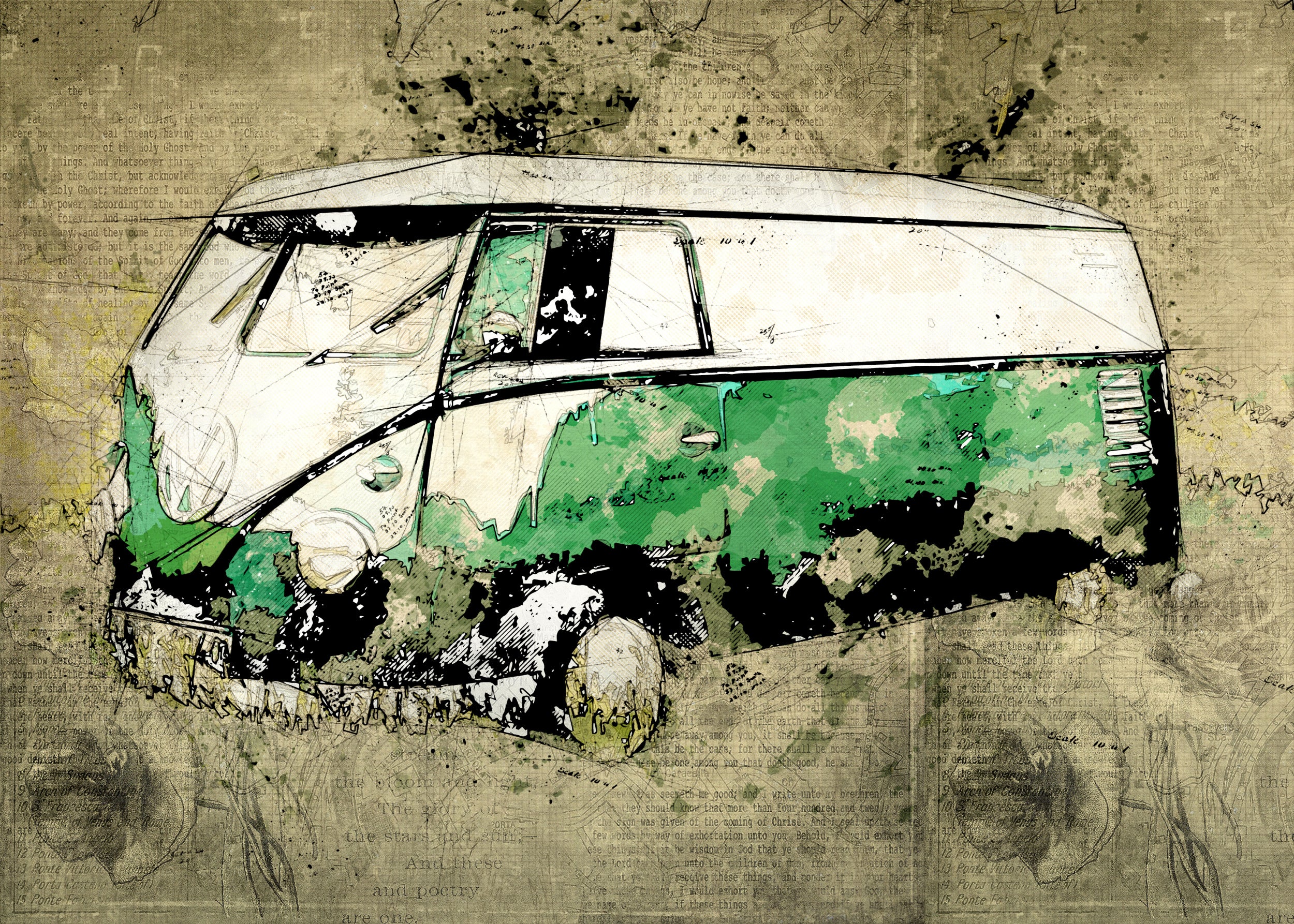 Volkswagen vw combi green