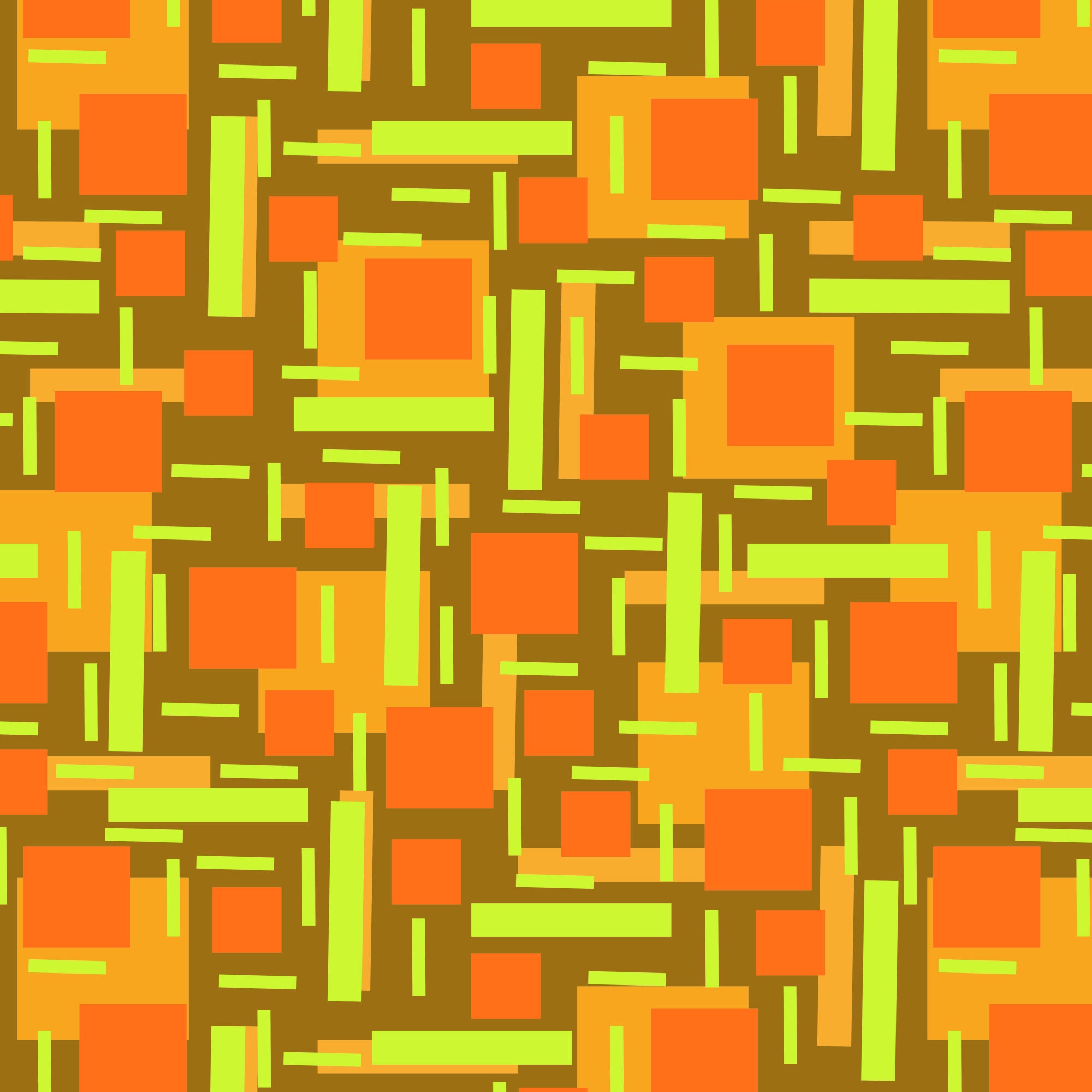 Shapely Overlap Orange Green On Brown Orange Geometric Abstract