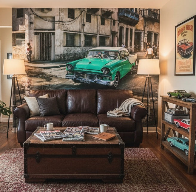 Habana street - Fototapet med klassisk bil i Havanna