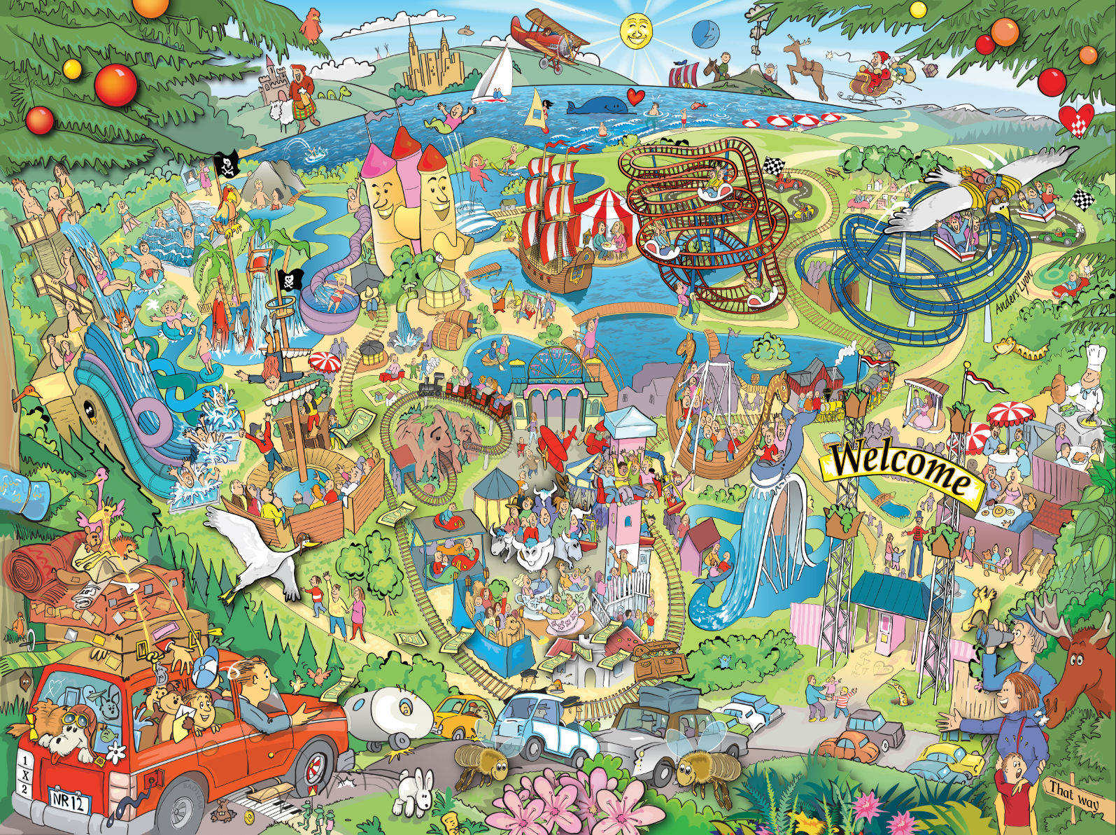 Nöjesparken - Fototapet med detaljrik nöjesparkskarta