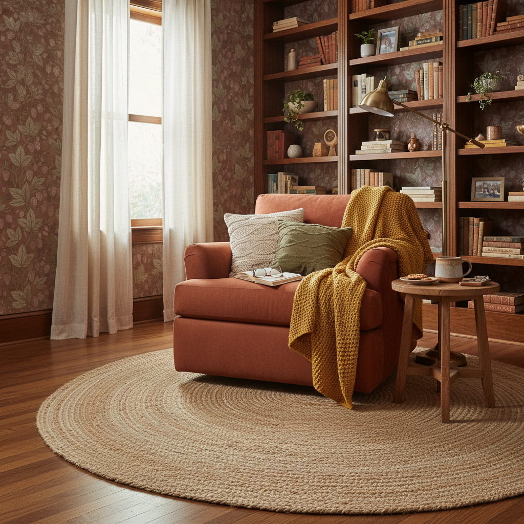 Trailing Hops Brown - Elegant tapet med organiskt humlemönster i bruna toner