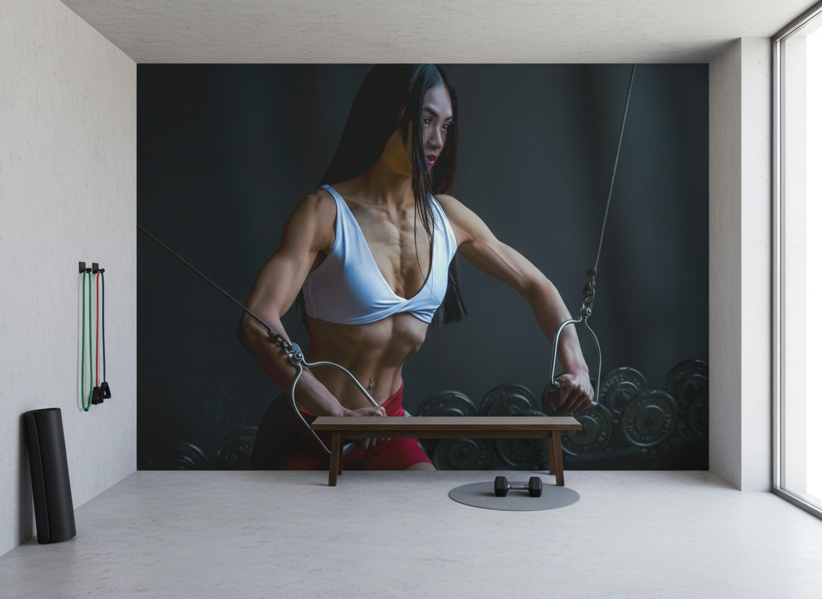 Bodybuilder - Kraftfullt fototapet med träning och styrka by Frank Ma