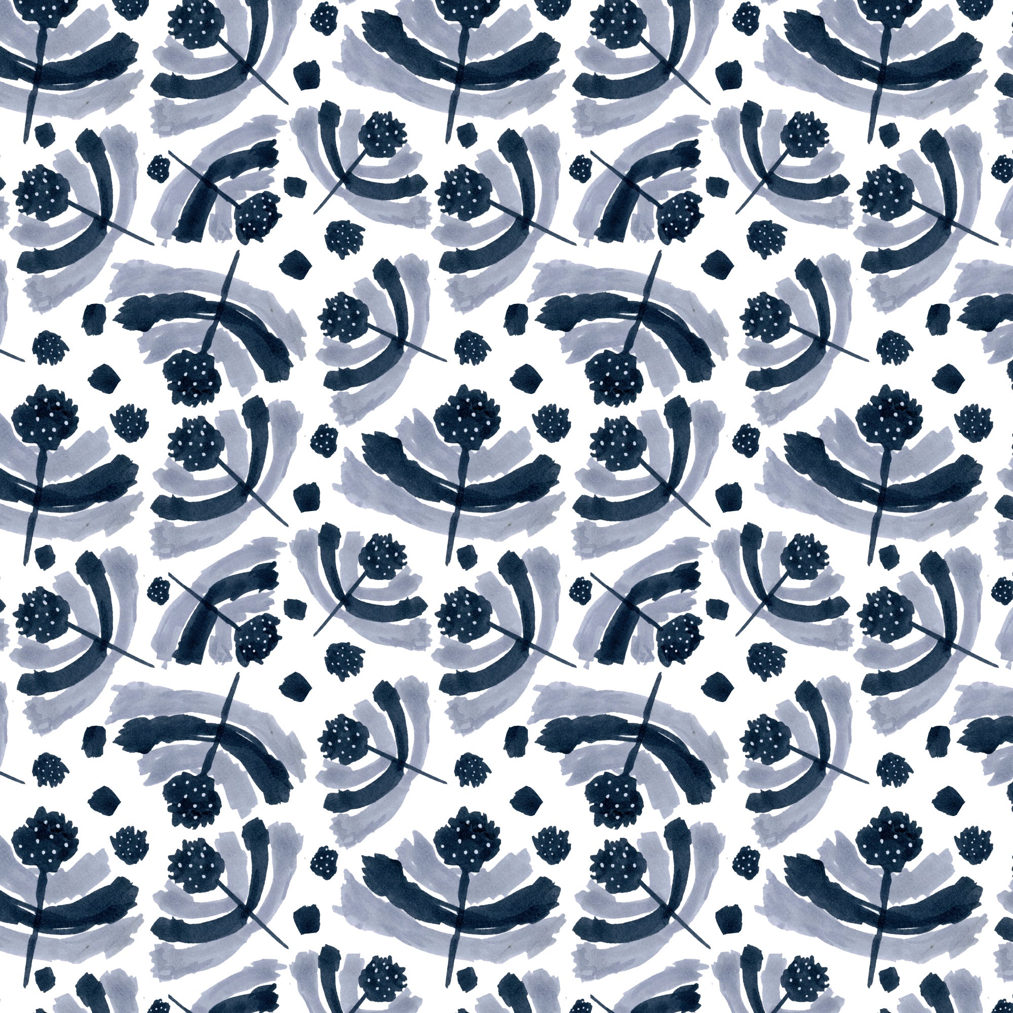 Happy Floral Black Gray