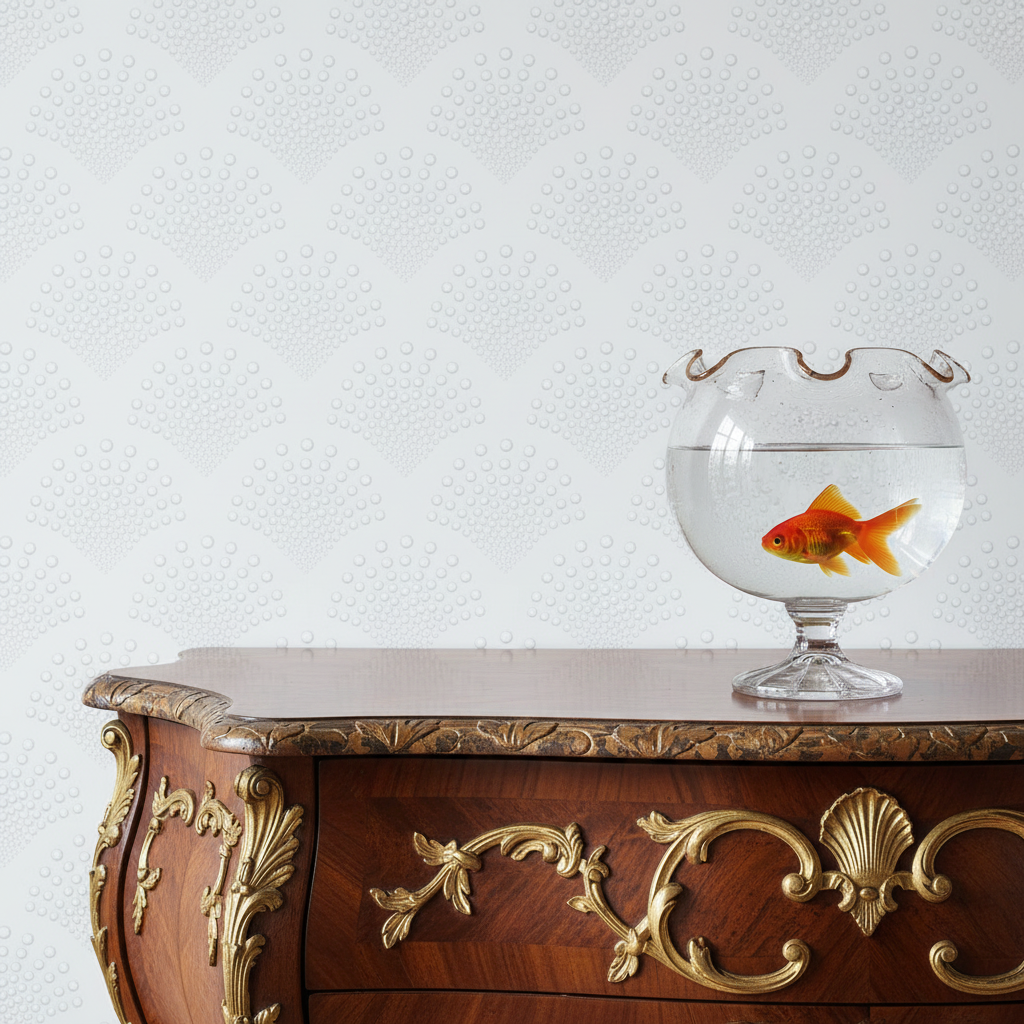 Morgondagg - Tapet med Art Deco-mönster i morgondisgrått