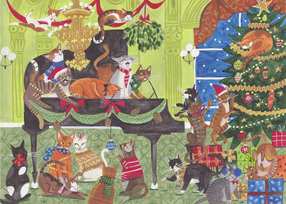 Cats playing piano Christmas