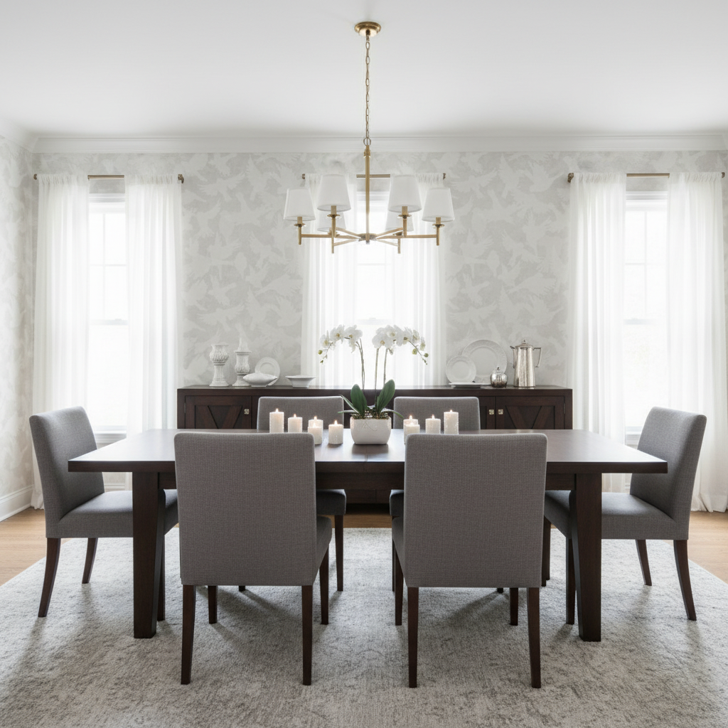 Fåglar - Grey - Elegant grå tapet med fågelmotiv i skandinavisk design