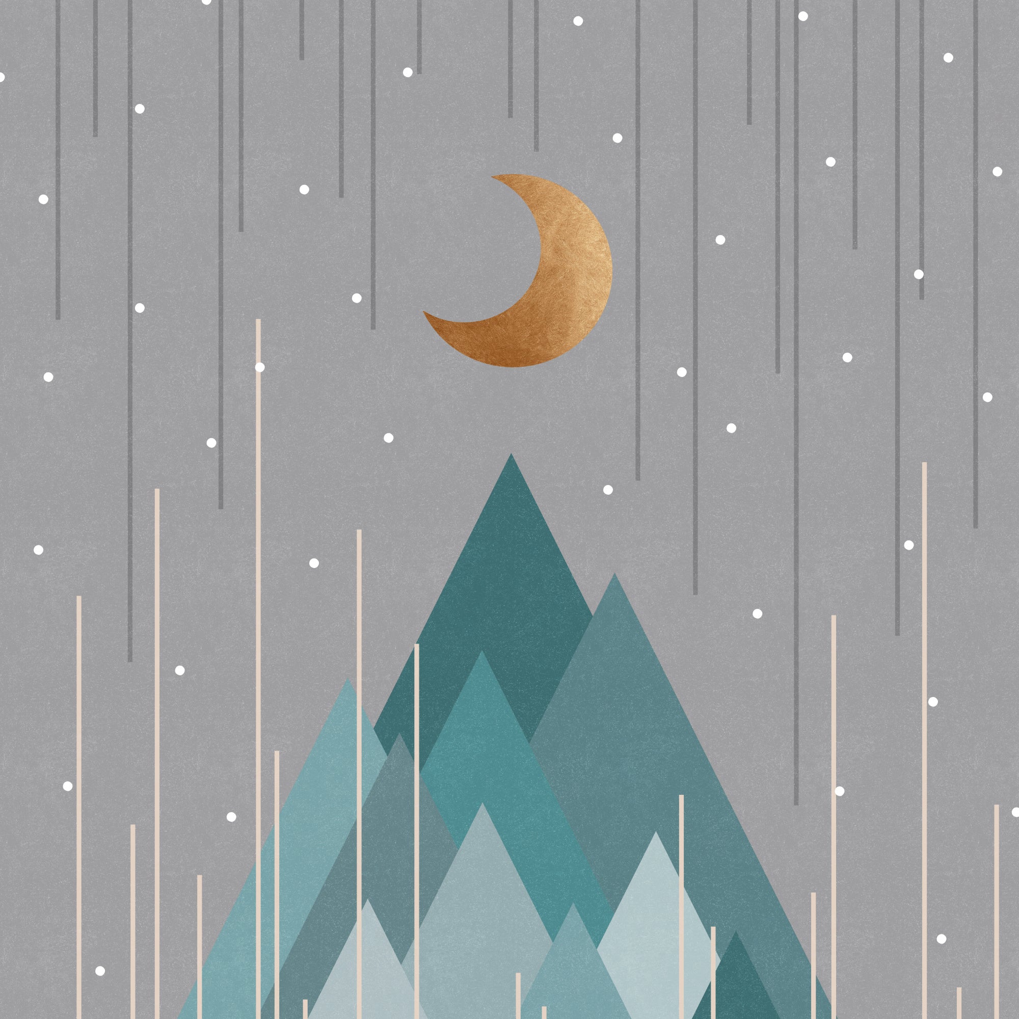 Moon & Mountains Mint Green
